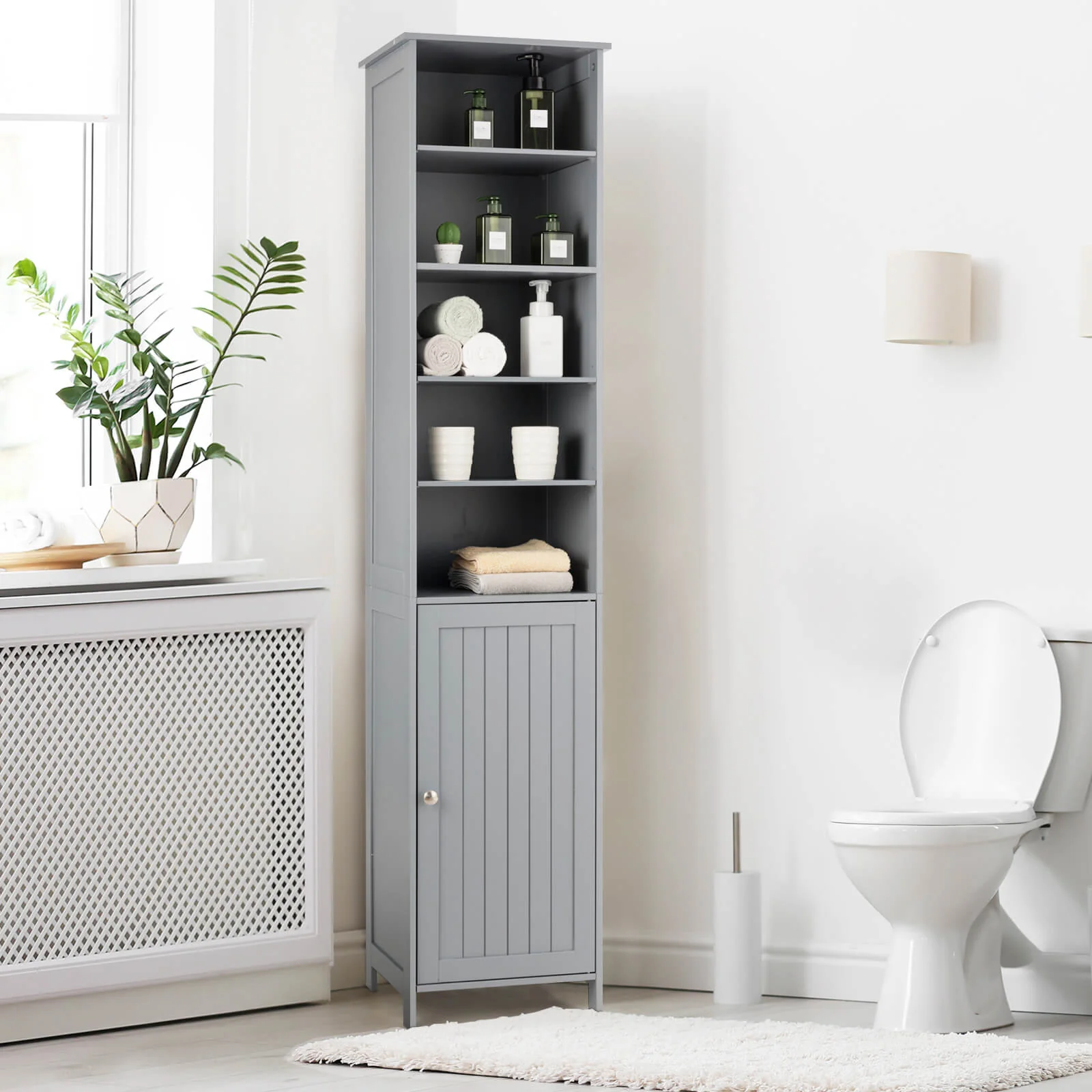 72 Inches Tall Floor Bathroom Storage Cabinet, Gray - Image 3