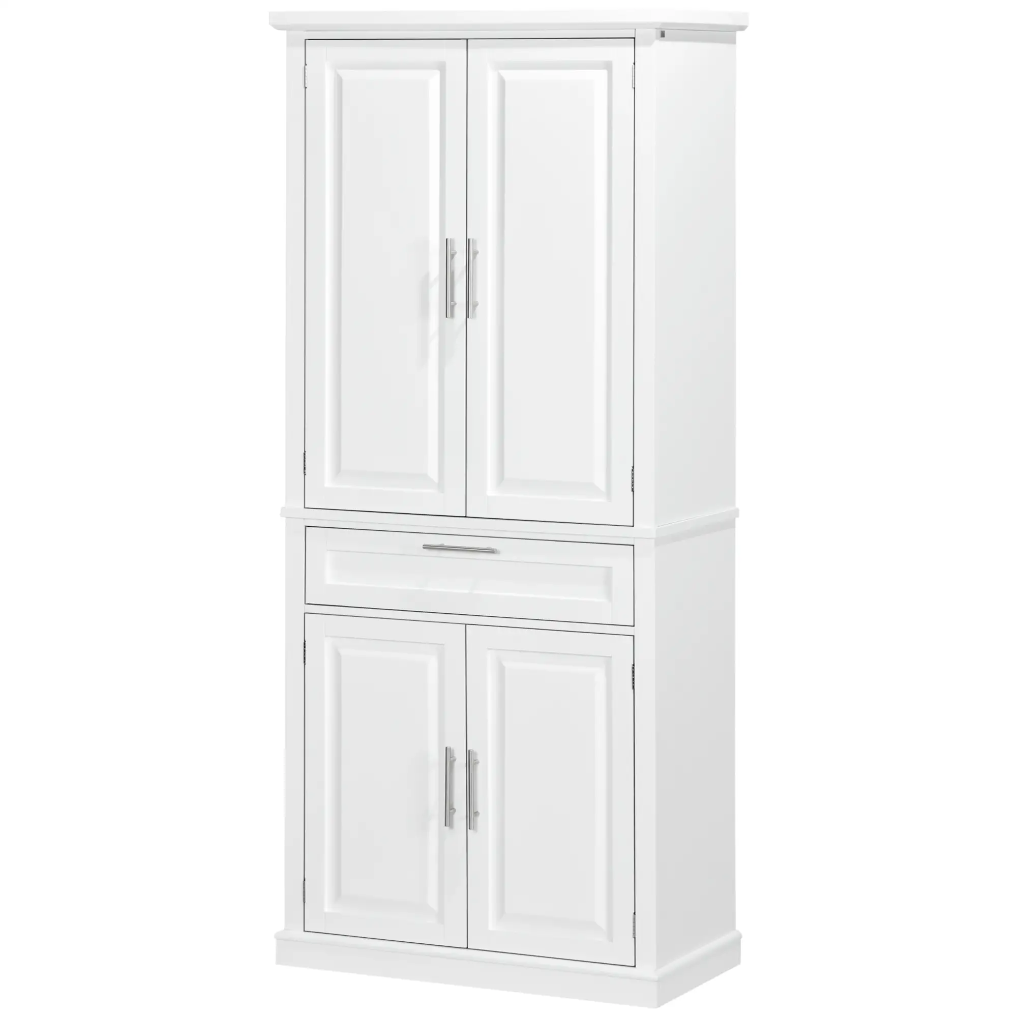 72" Kitchen Pantry Cabinet, 4-Door with Drawer, Adjustable Shelves, White - Image 11