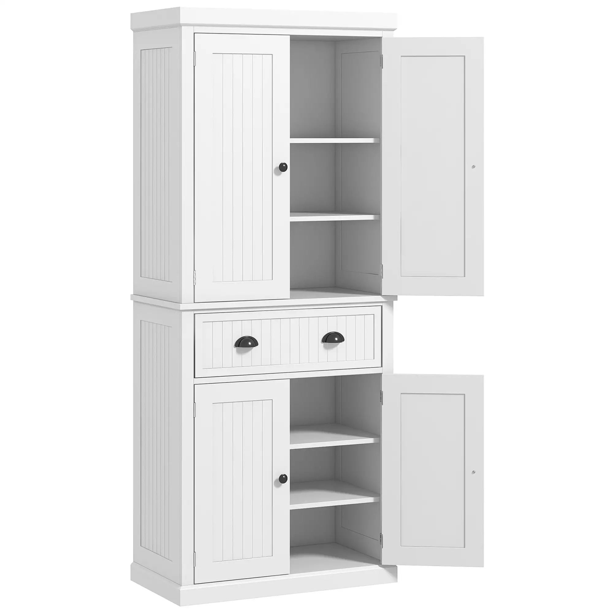 72" Kitchen Pantry, Freestanding Storage Cabinet, White
