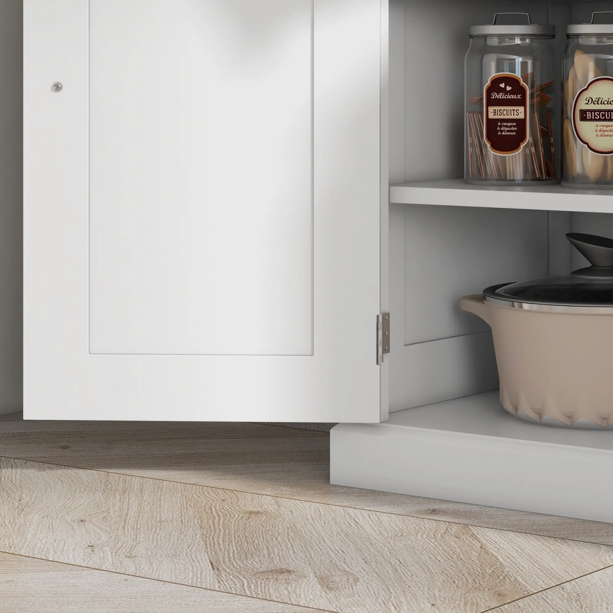 72" Kitchen Pantry, Freestanding Storage Cabinet, White - Image 10
