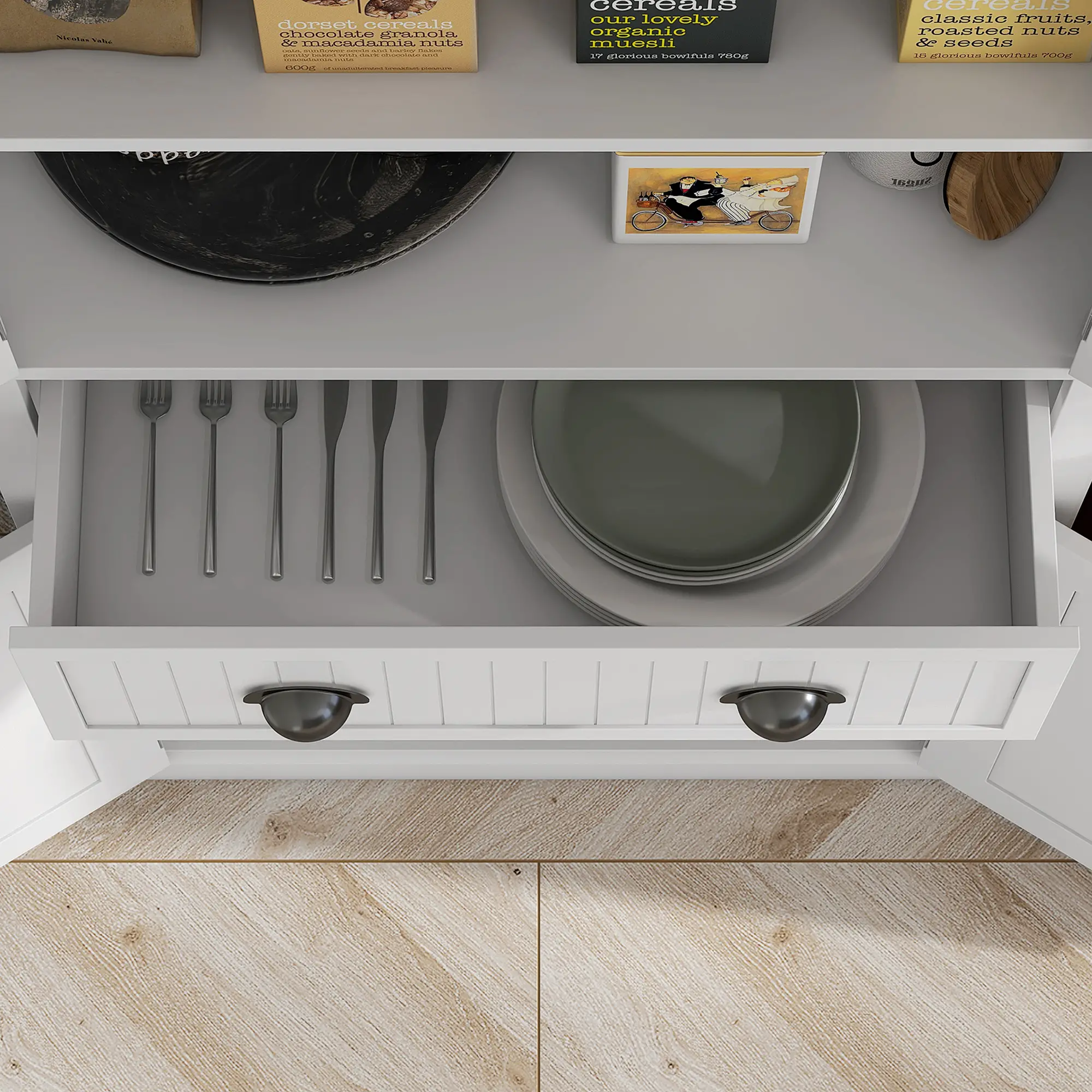 72" Kitchen Pantry, Freestanding Storage Cabinet, White - Image 9