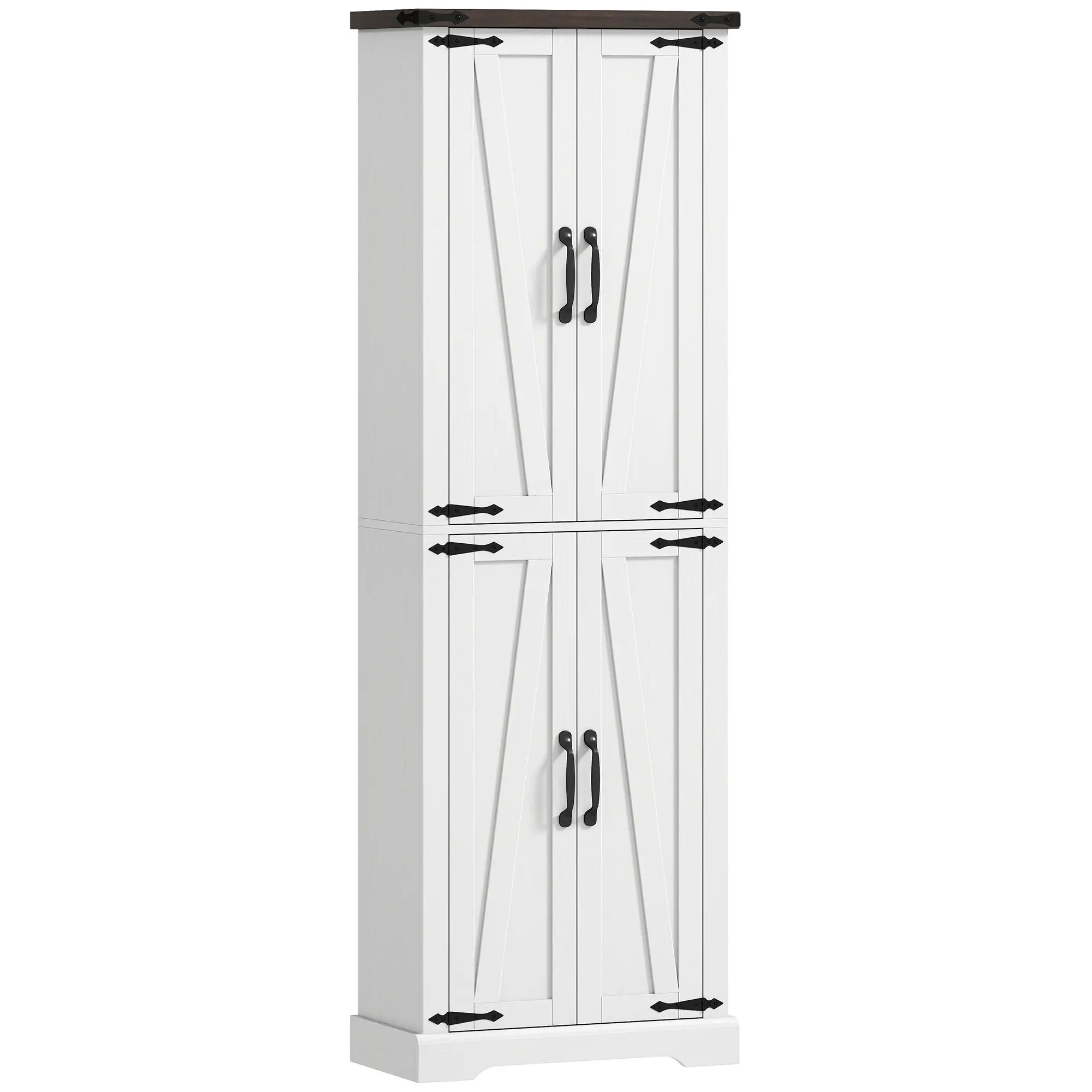 72" Pantry Cabinet, Farmhouse Kitchen Storage, Adjustable Shelves, White