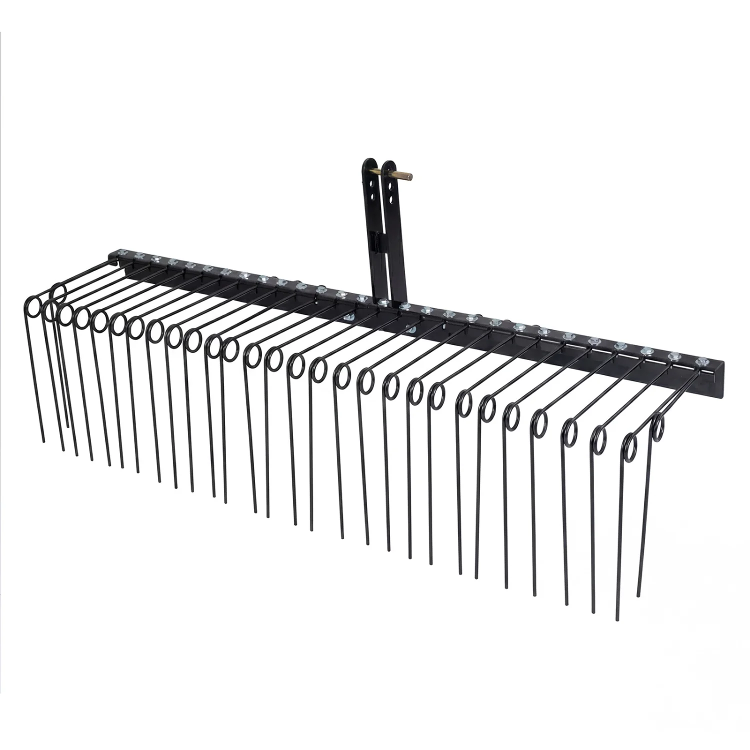 72" Pine Straw Rake, 30 Metal Coil Tines, Black
