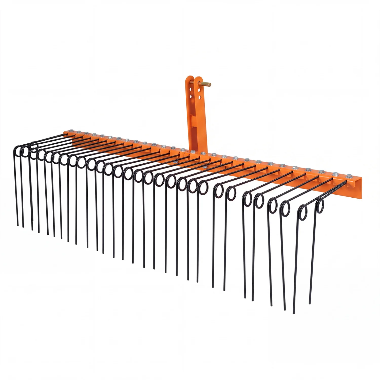 72" Pine Straw Rake, 30 Metal Coil Tines, Orange