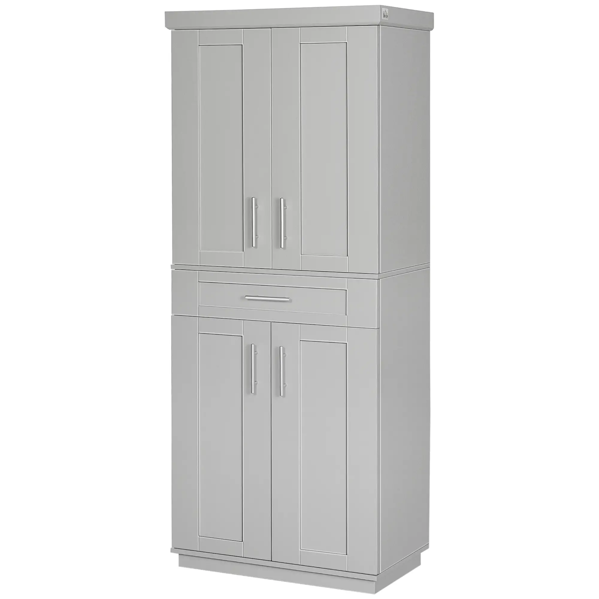 72" Storage Cabinet, Kitchen Pantry with 4 Doors, Drawer, 3 Shelves, Grey - Image 11