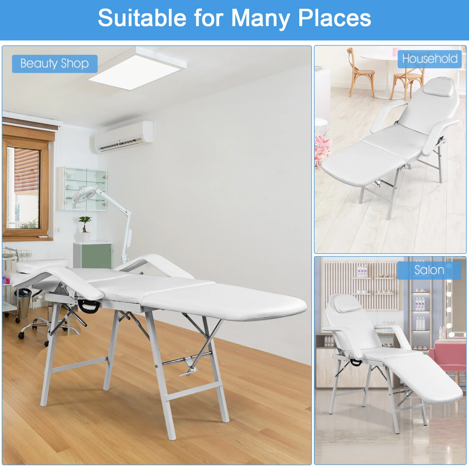 73 Inch Adjustable Massage Table, Backrest, Footrest - Image 5