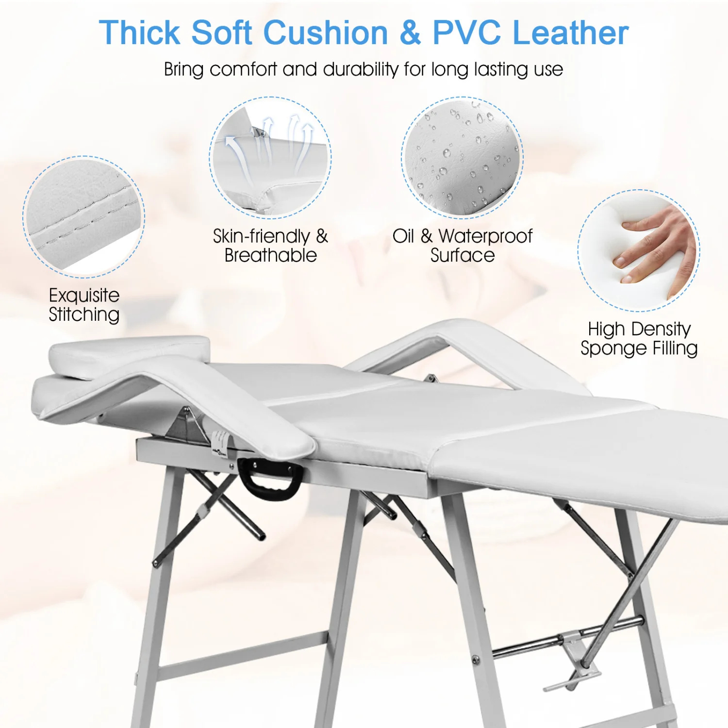73 Inch Adjustable Massage Table, Backrest, Footrest - Image 8