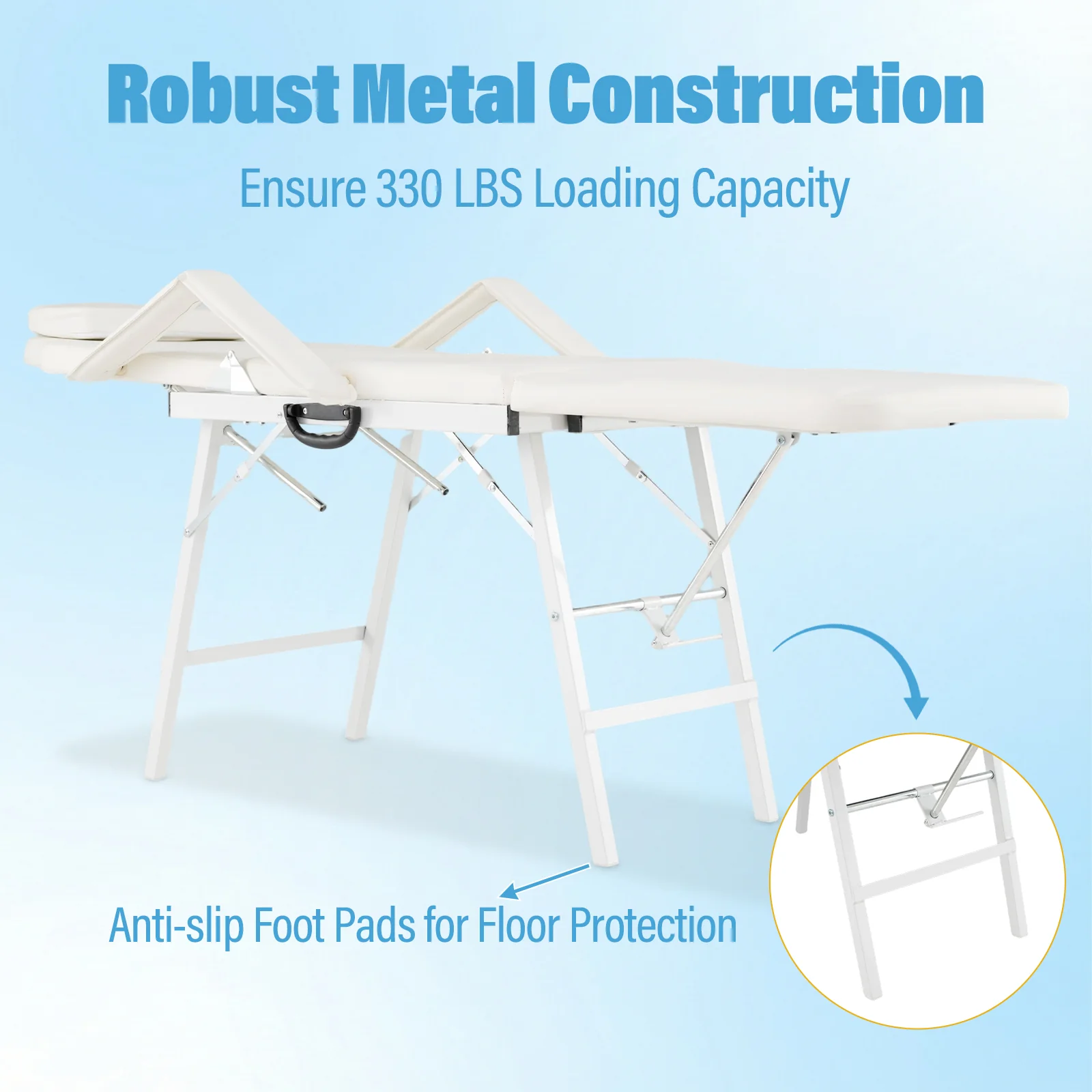 73 Inch Portable Tattoo Salon Facial Bed Massage Table, White - Image 6