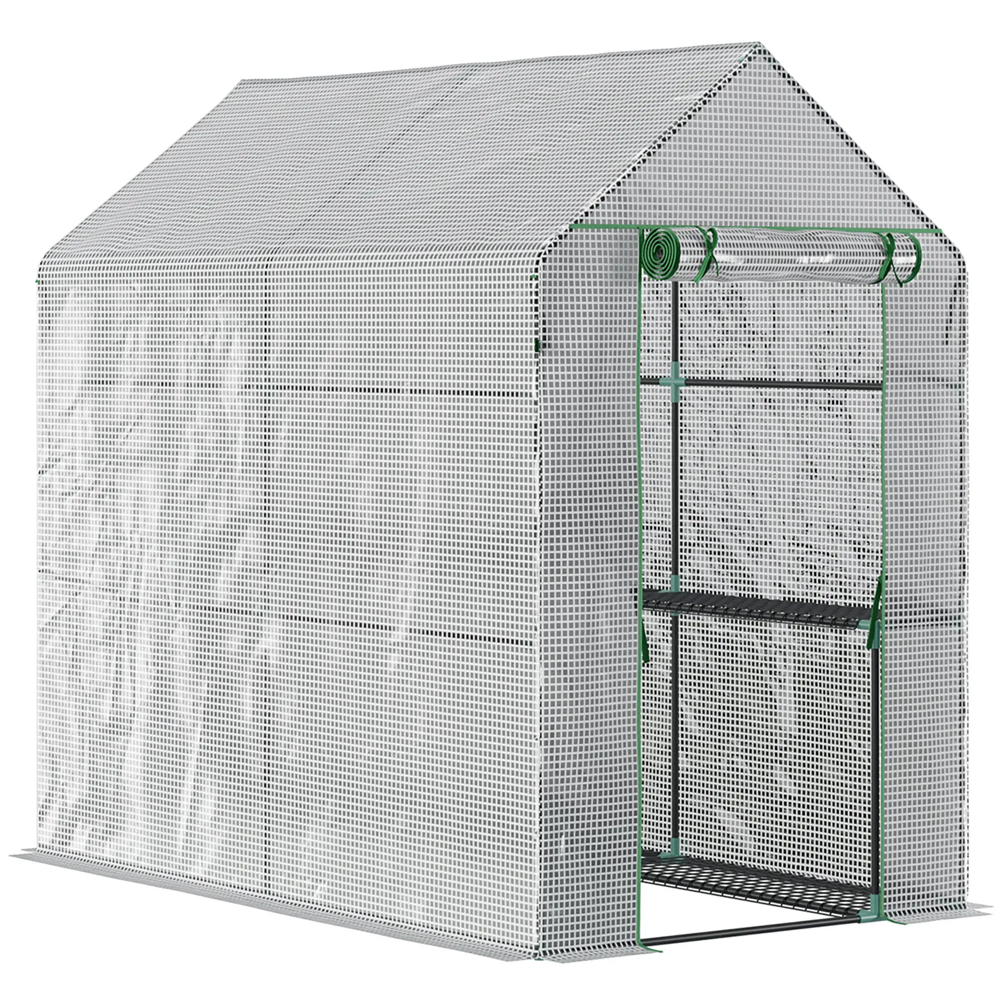 73" x 47" x 75" Walk-in Greenhouse, Portable Plant Growth House, White - Image 11