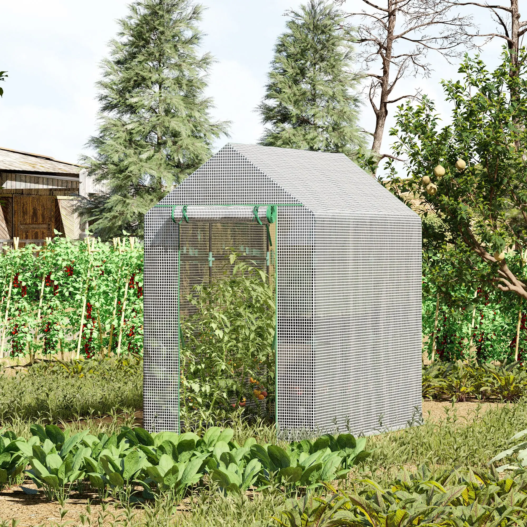 73" x 47" x 75" Walk-in Greenhouse, Portable Plant Growth House, White - Image 2