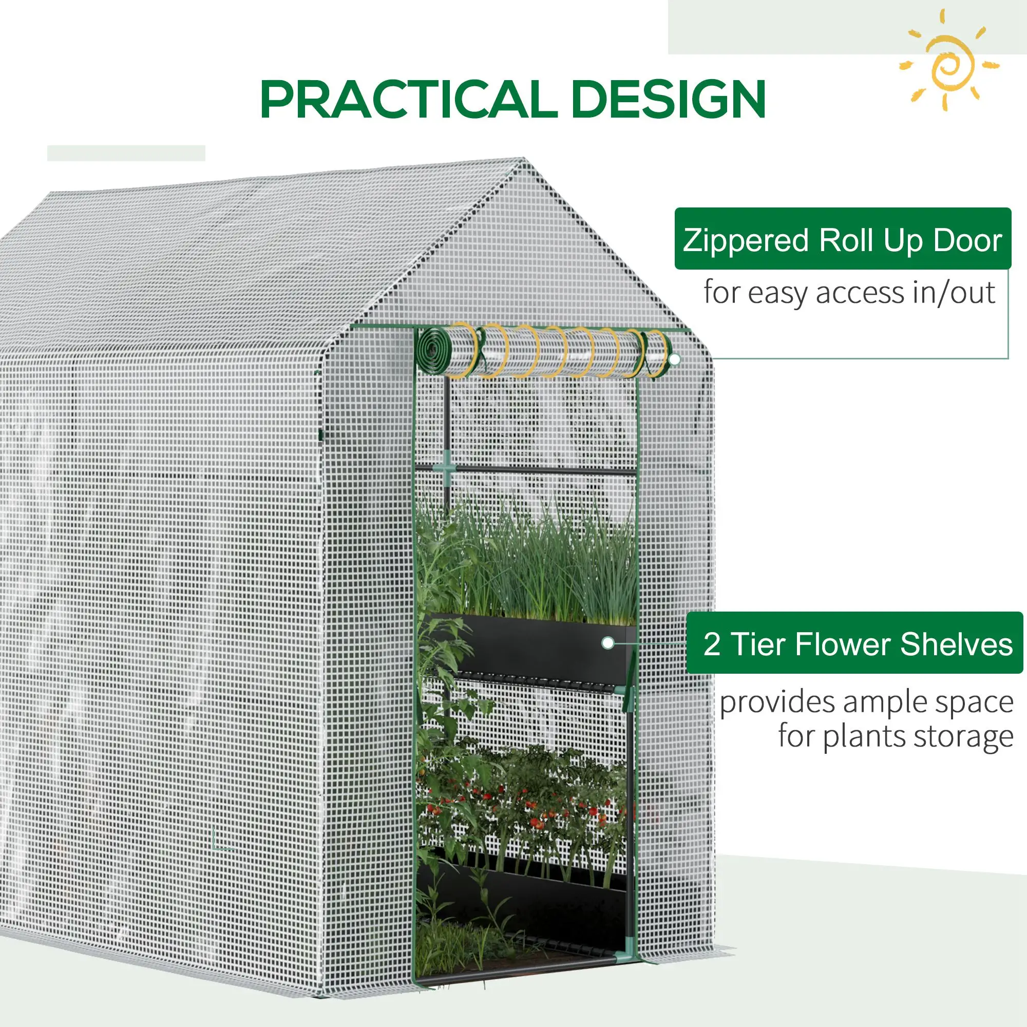 73" x 47" x 75" Walk-in Greenhouse, Portable Plant Growth House, White - Image 5