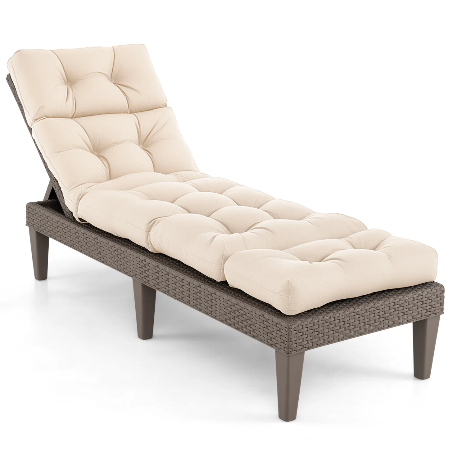 73"X22" Outdoor Lounge Chaise Cushion, High Back, Beige - Image 4