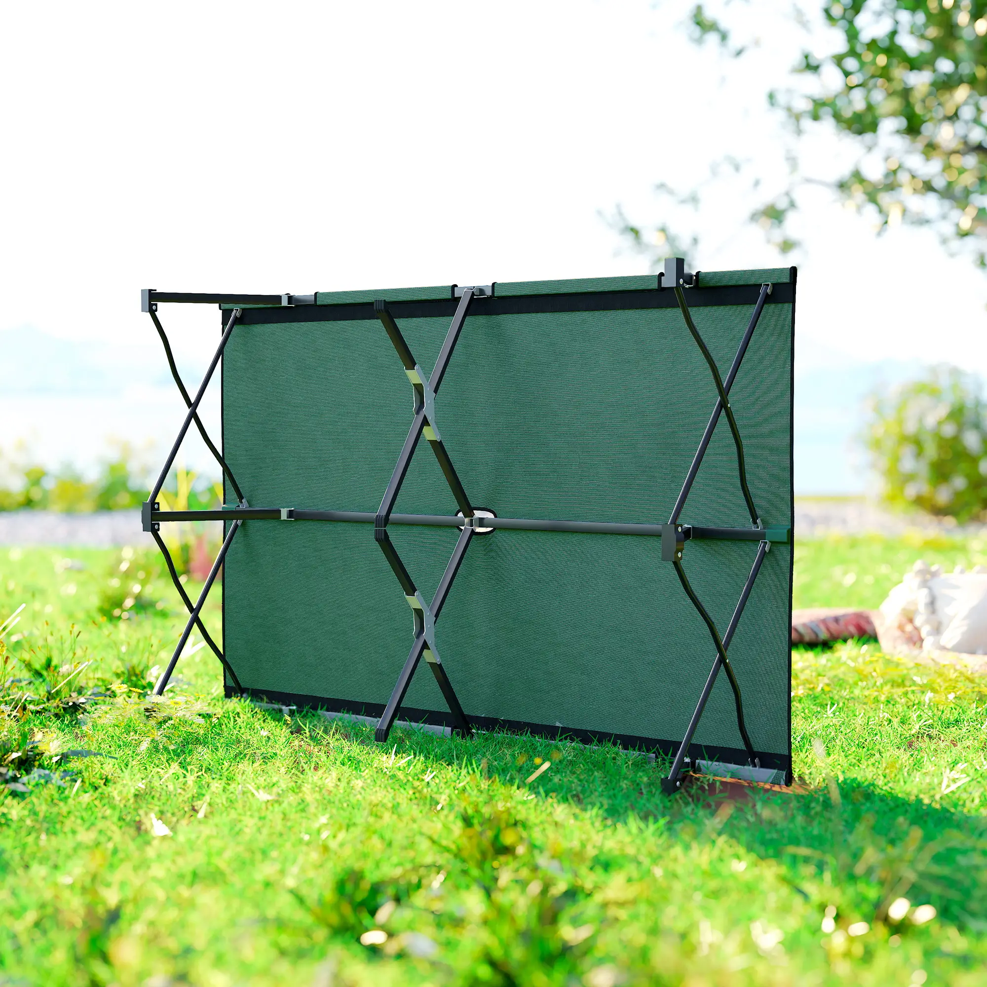 76" Two Person Folding Camping Cot, Portable Military Bed, Green - Image 7