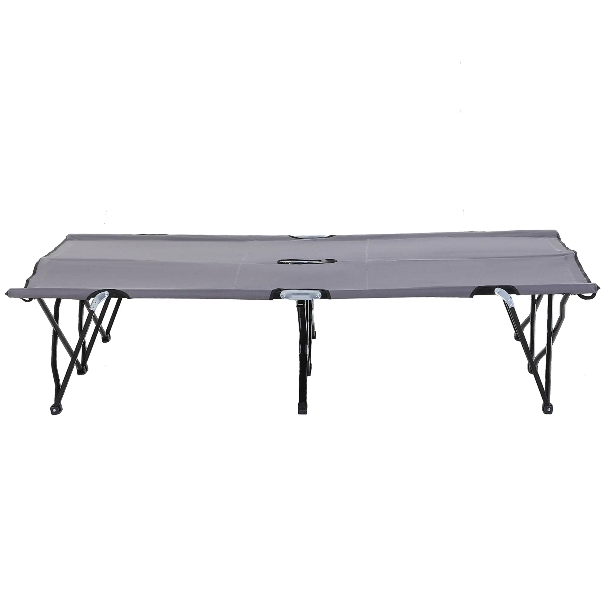 76" Two Person Folding Camping Cot, Portable Military Bed, Grey - Image 11