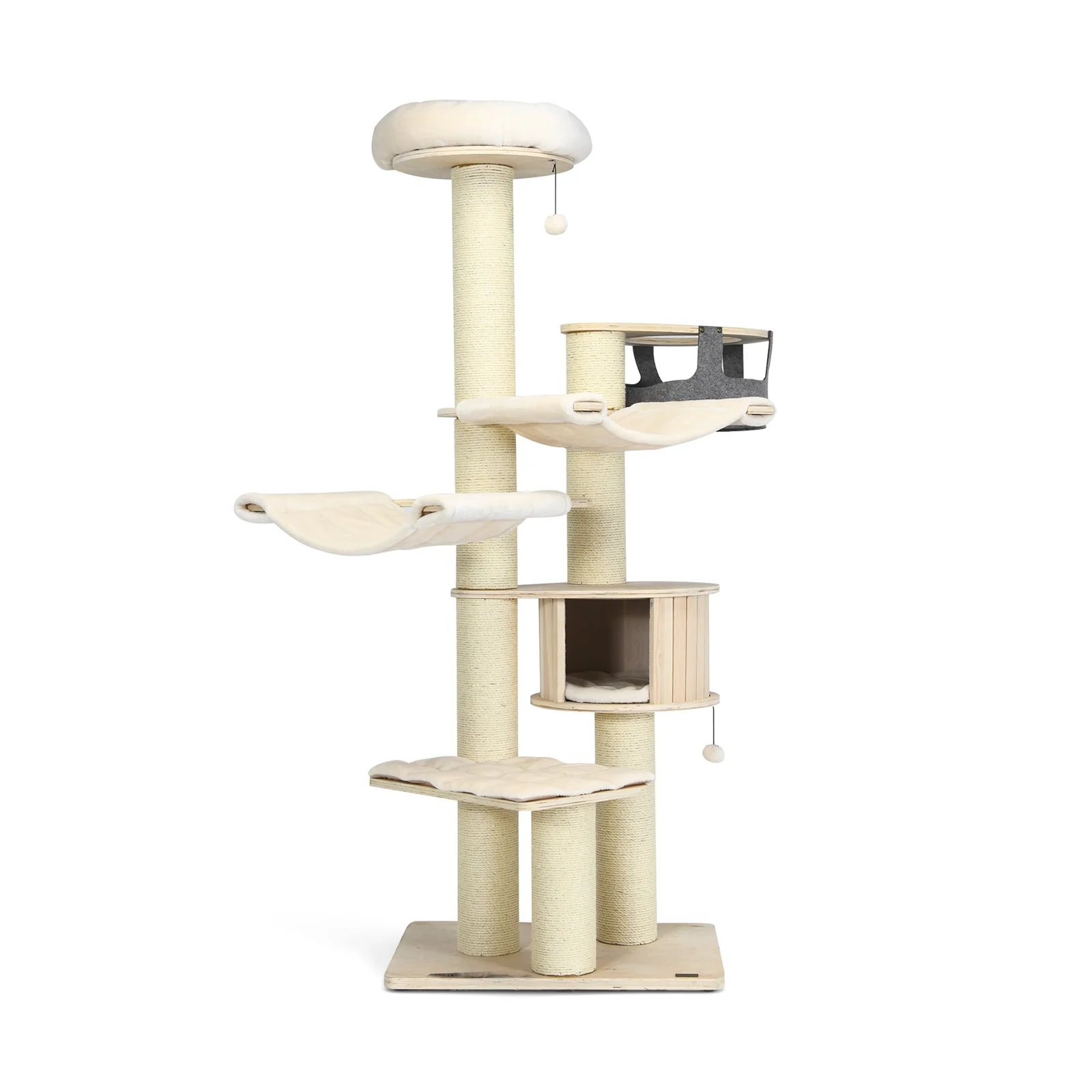 77.5-Inch Cat Tree Condo, Multi-Level Kitten Activity Tower, Sisal Posts, Beige - Image 4