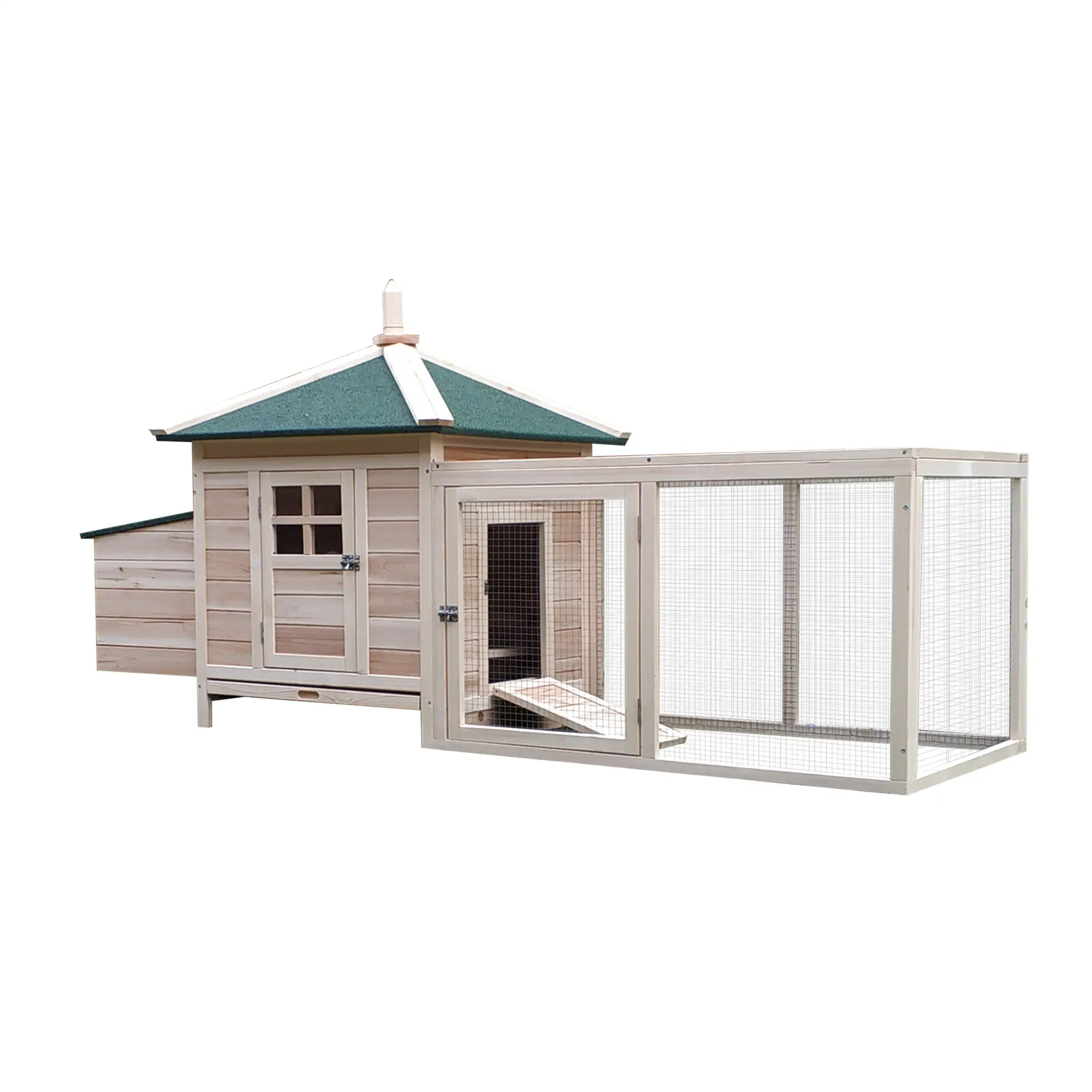 77 Chicken Coop Hen House Rabbit Hutch, Outdoor Poultry Cage with Nesting Box