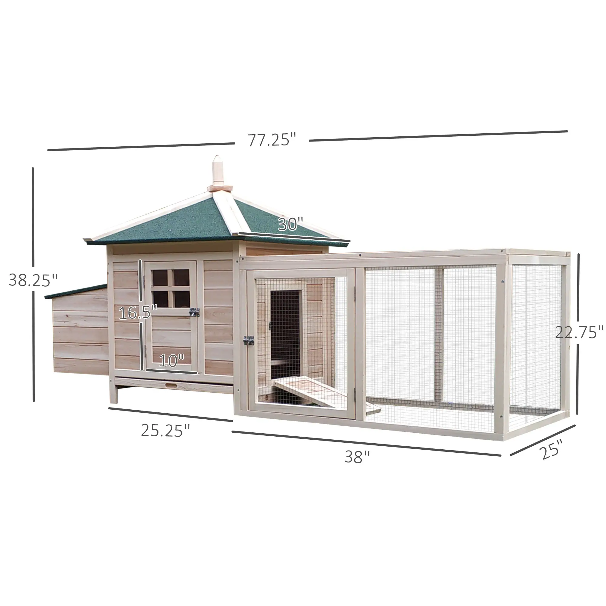 77 Chicken Coop Hen House Rabbit Hutch, Outdoor Poultry Cage with Nesting Box - Image 3
