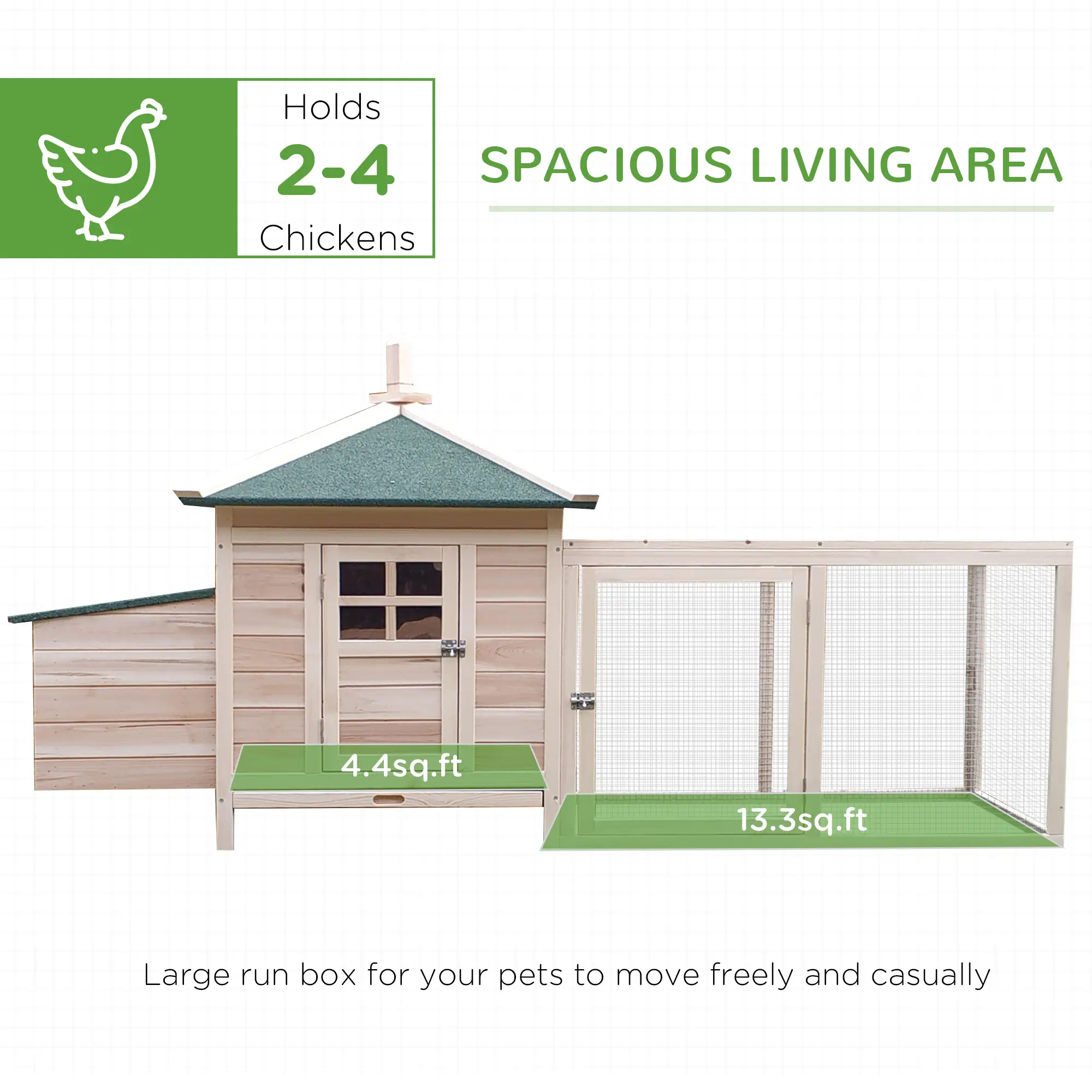 77 Chicken Coop Hen House Rabbit Hutch, Outdoor Poultry Cage with Nesting Box - Image 4