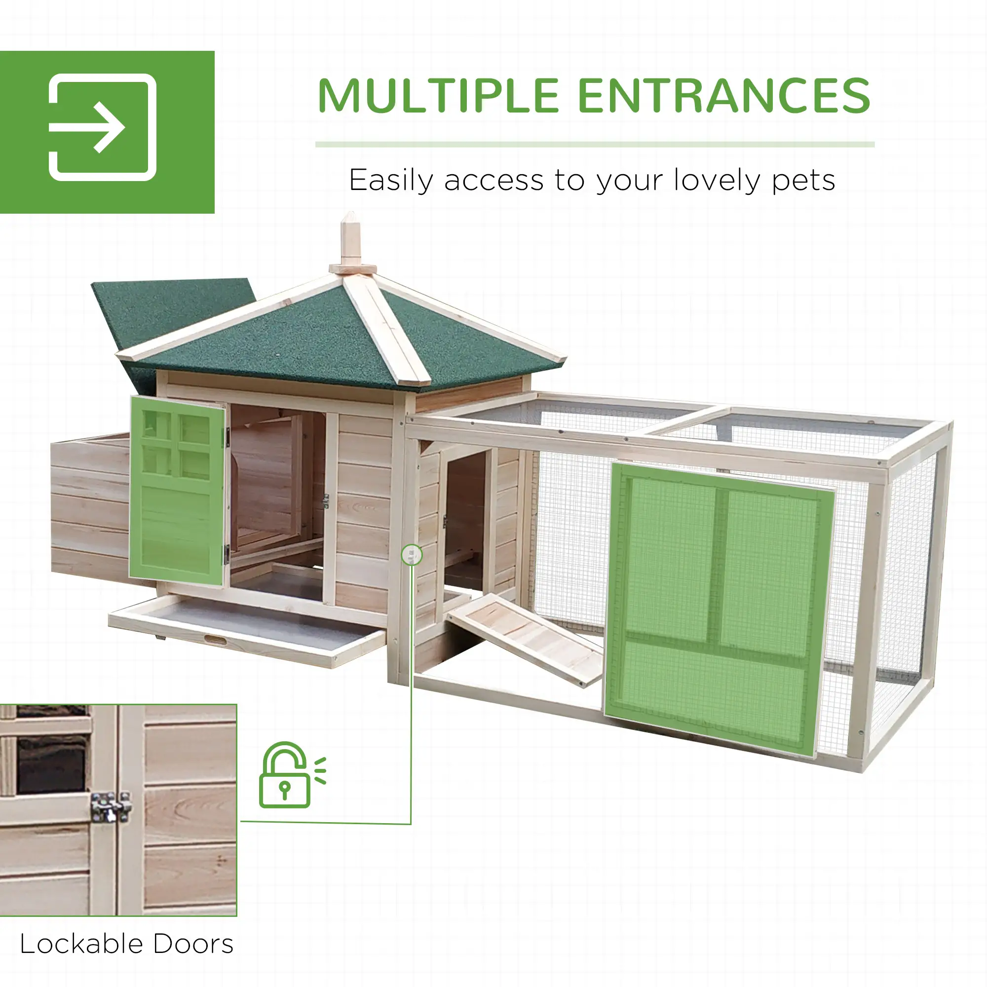 77 Chicken Coop Hen House Rabbit Hutch, Outdoor Poultry Cage with Nesting Box - Image 5