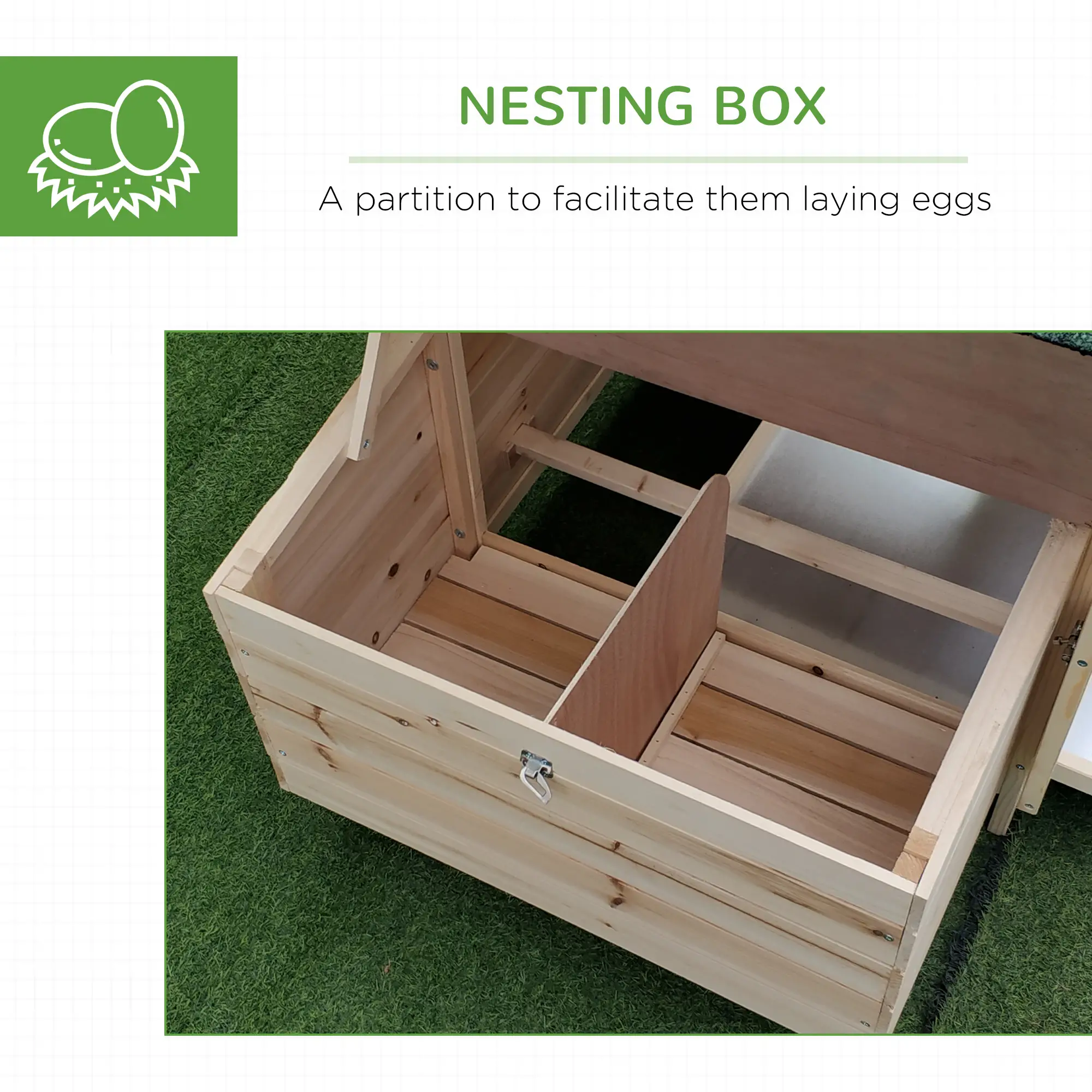 77 Chicken Coop Hen House Rabbit Hutch, Outdoor Poultry Cage with Nesting Box - Image 6