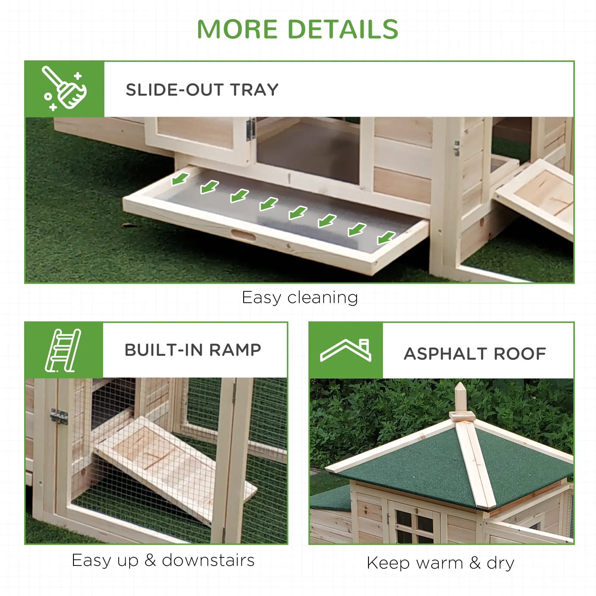 77 Chicken Coop Hen House Rabbit Hutch, Outdoor Poultry Cage with Nesting Box - Image 7