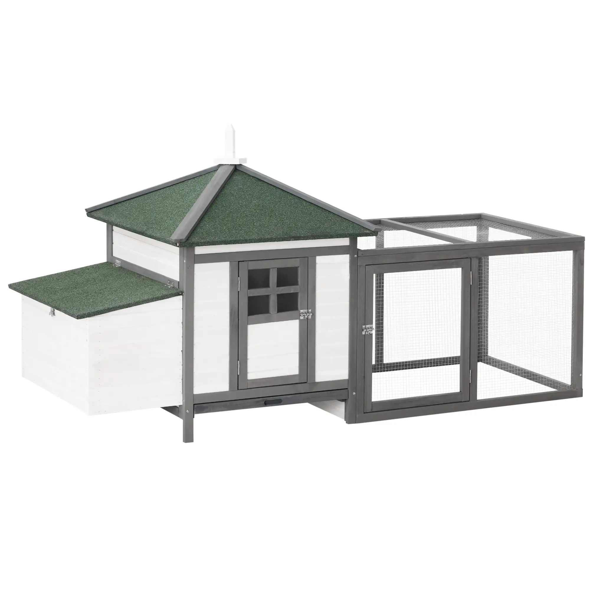 77 Chicken Coop, Rabbit Hutch, Poultry Cage, Dark Gray, White - Image 11