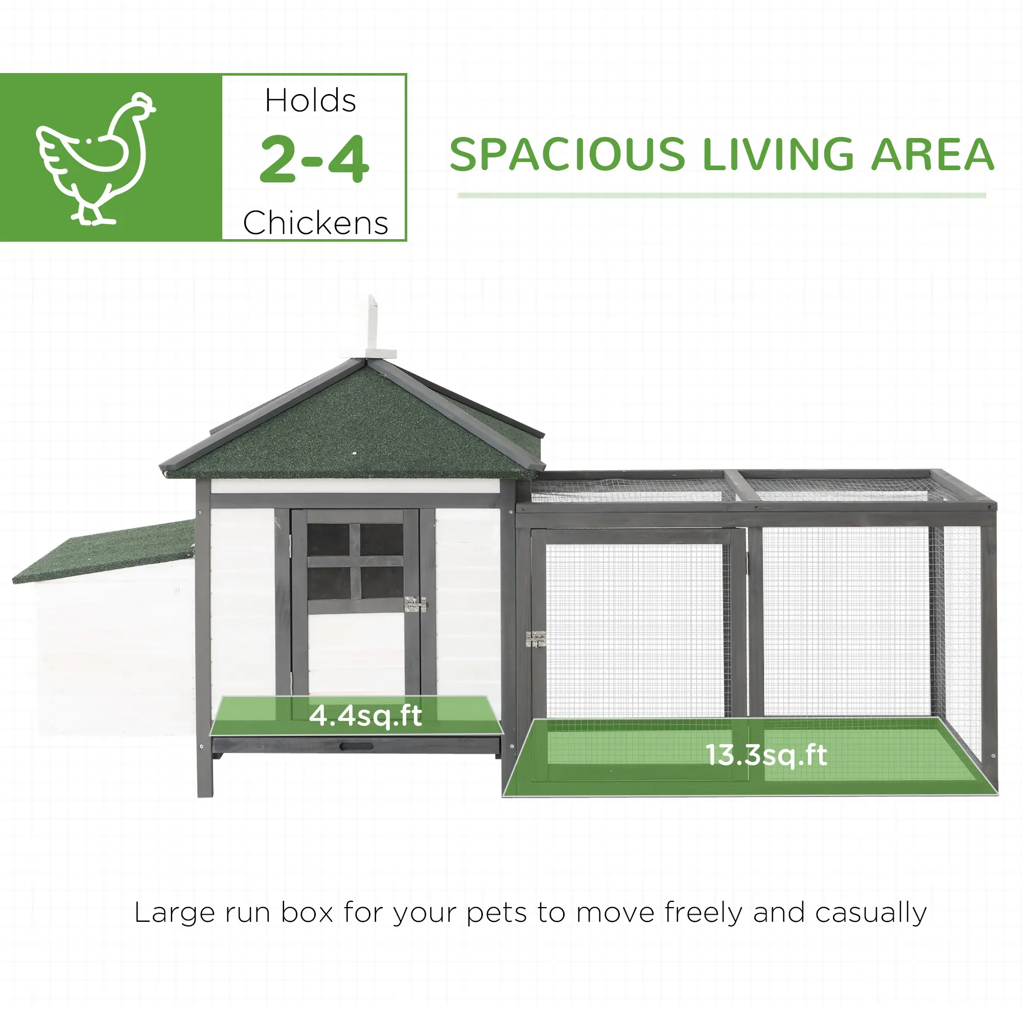 77 Chicken Coop, Rabbit Hutch, Poultry Cage, Dark Gray, White - Image 4