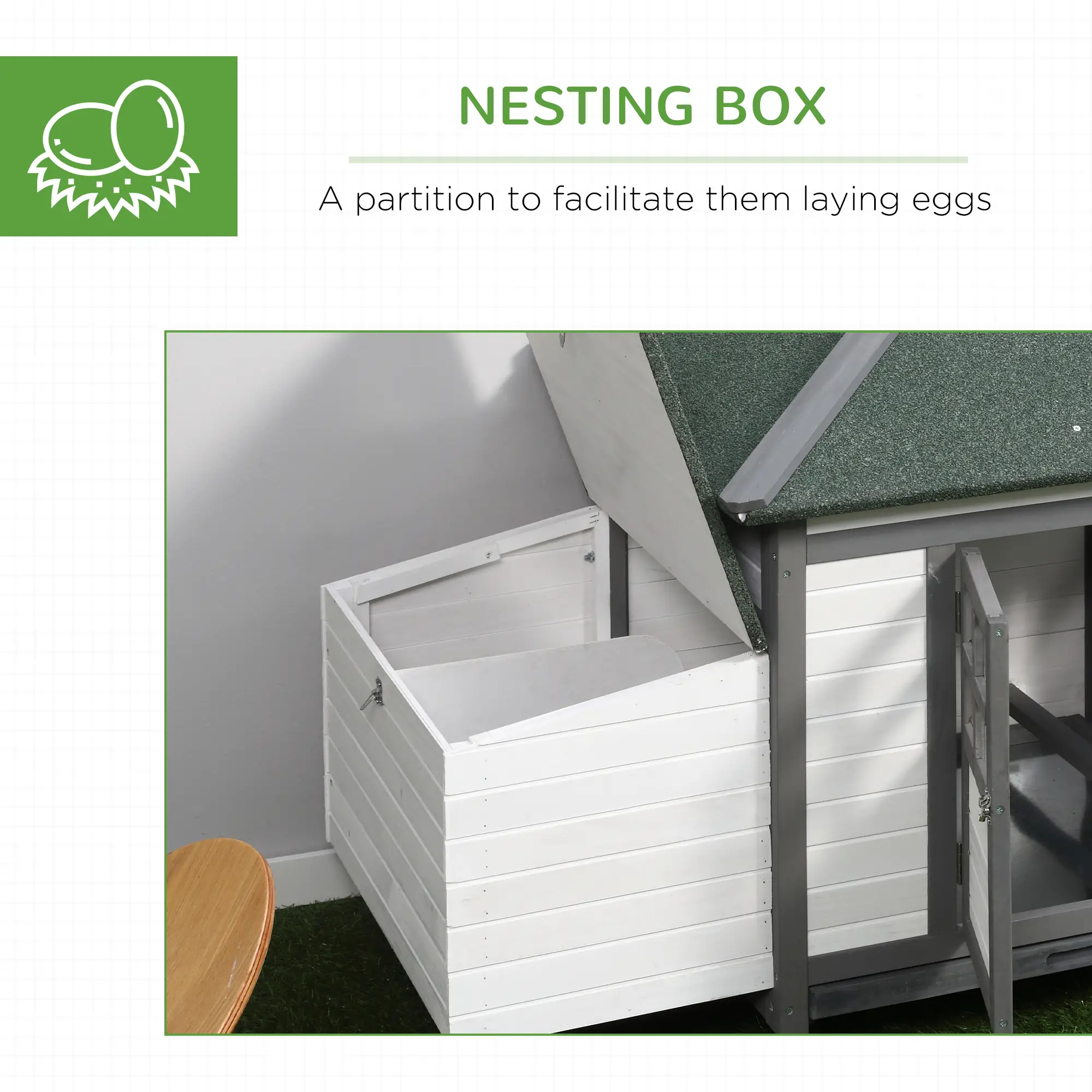 77 Chicken Coop, Rabbit Hutch, Poultry Cage, Dark Gray, White - Image 6