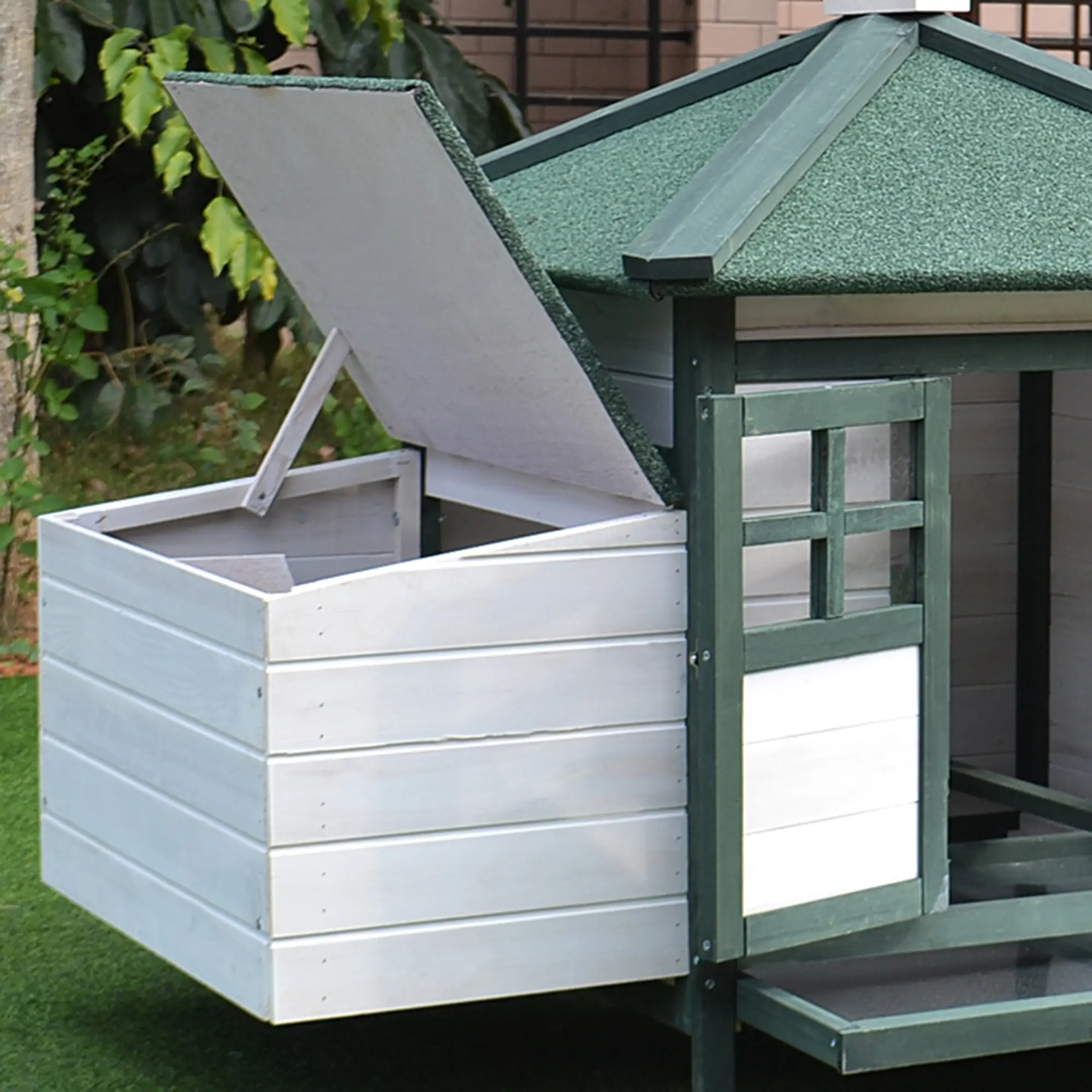 77 Chicken Coop, Rabbit Hutch, Poultry Cage, Outdoor, Green - Image 10
