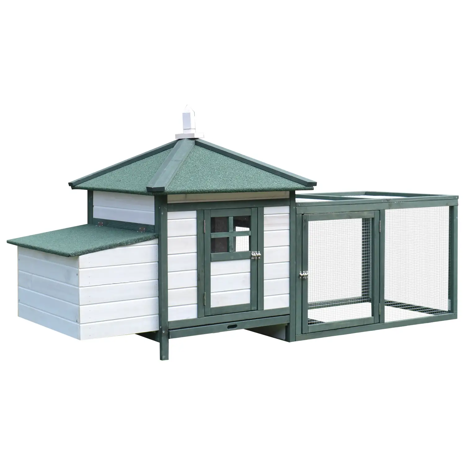 77 Chicken Coop, Rabbit Hutch, Poultry Cage, Outdoor, Green - Image 11