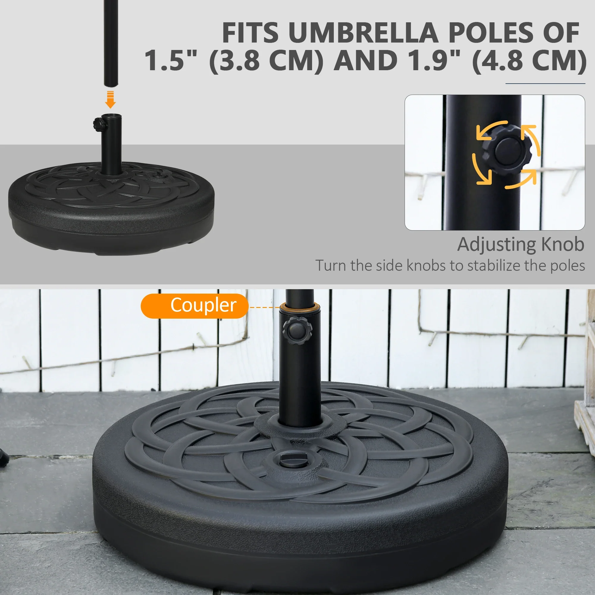 77 lb Heavy Duty Patio Umbrella Base, 22" Round, Black - Image 4