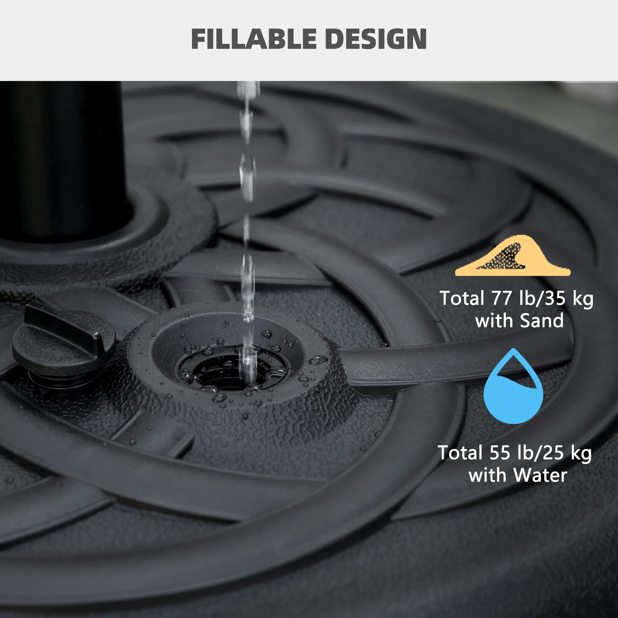 77 lb Heavy Duty Patio Umbrella Base, 22" Round, Black - Image 5