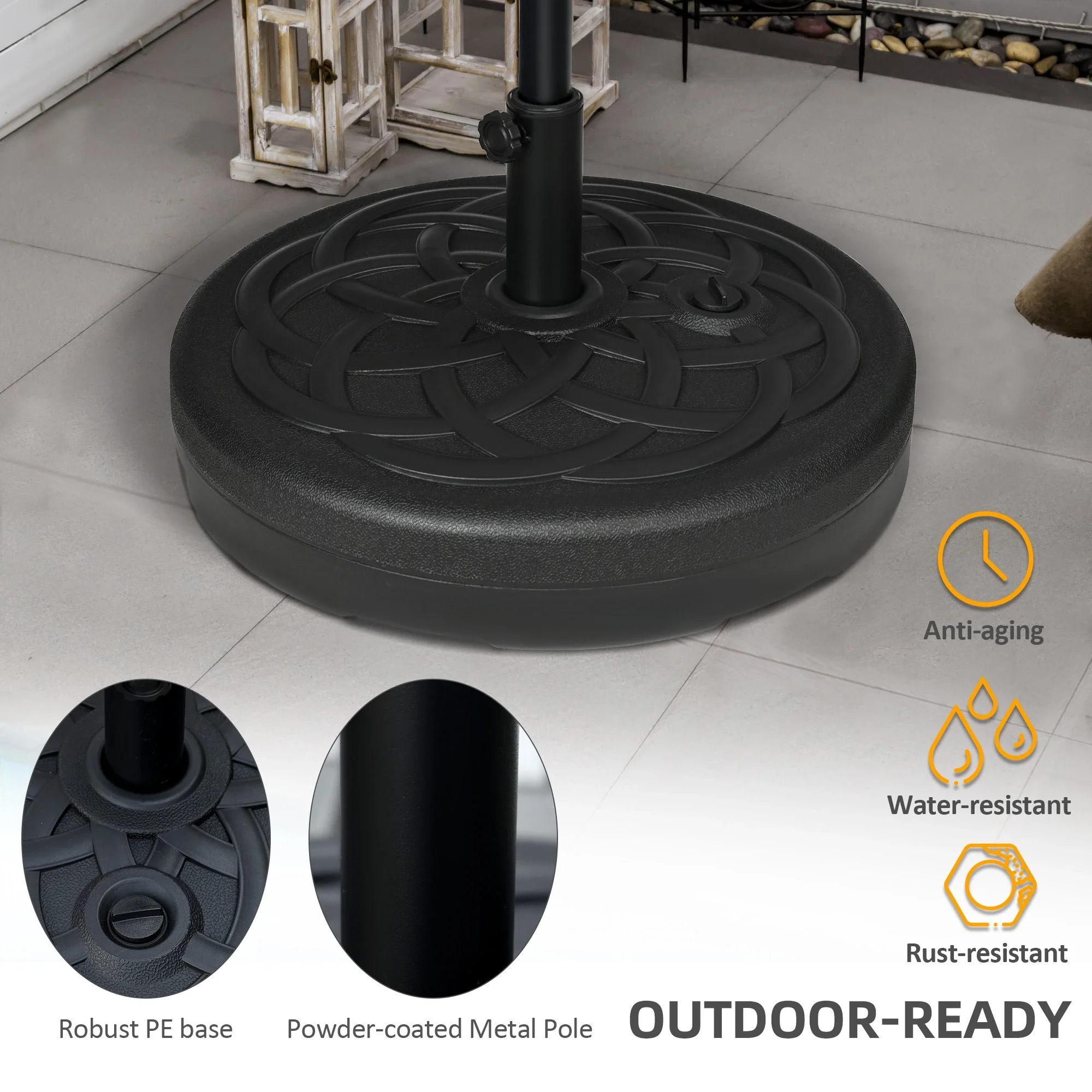 77 lb Heavy Duty Patio Umbrella Base, 22" Round, Black - Image 7