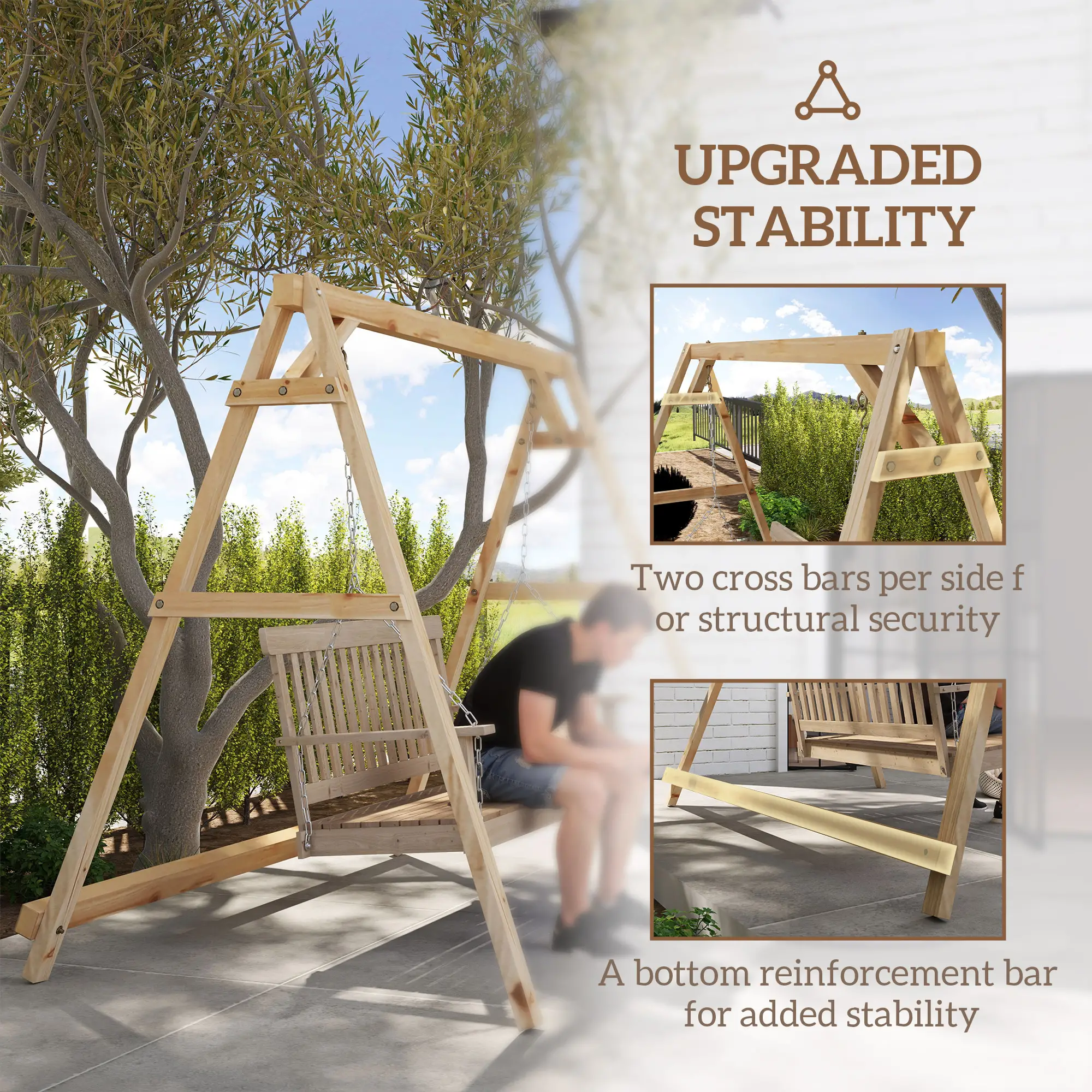 770lbs Porch Swing Frame, Heavy Duty A-Frame Stand, Reinforced Bars - Image 5