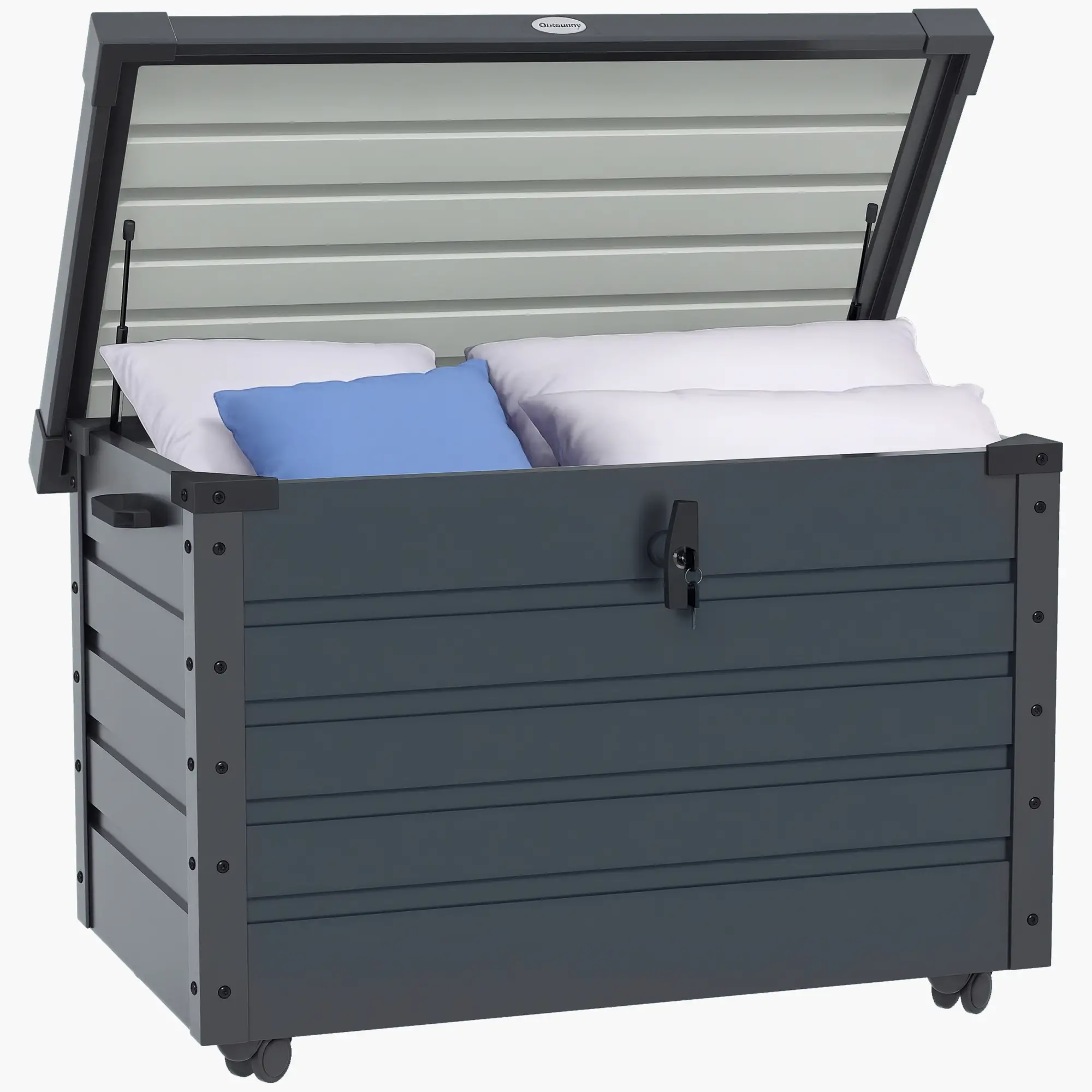 78 Gallon Waterproof Outdoor Storage Box With Wheels, Dark Grey - Image 11