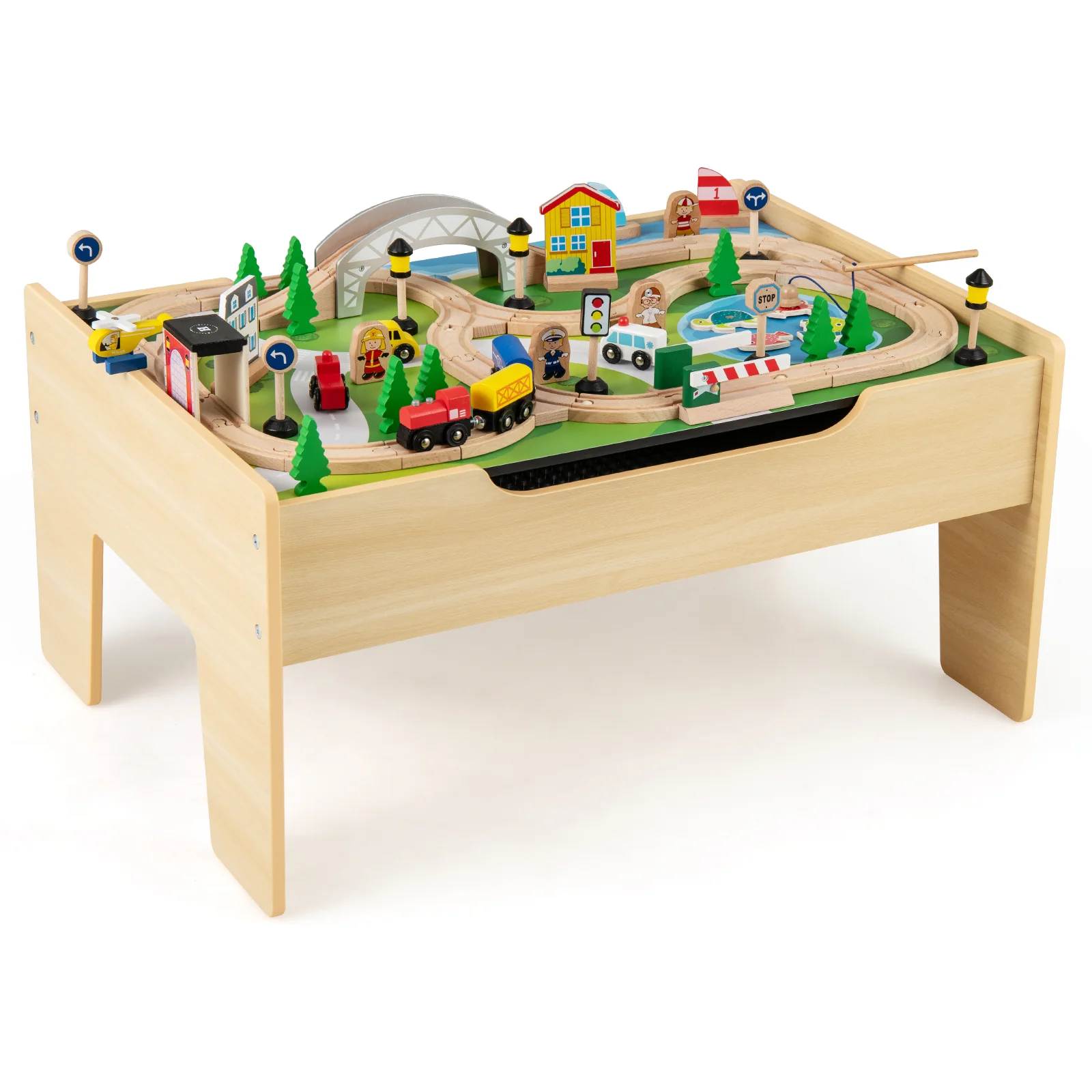 78 Pieces Activity Railway Playset, For Kids Aged 3+, Natural