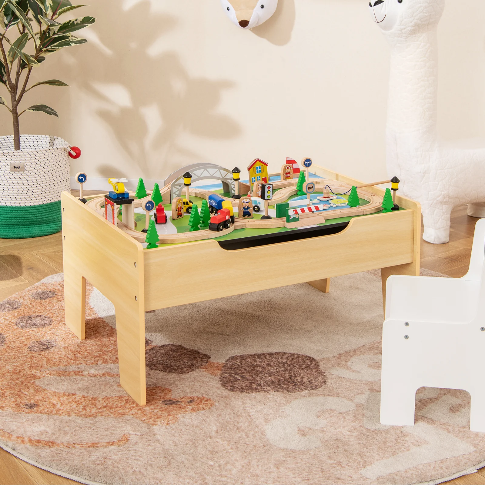 78 Pieces Activity Railway Playset, For Kids Aged 3+, Natural - Image 3
