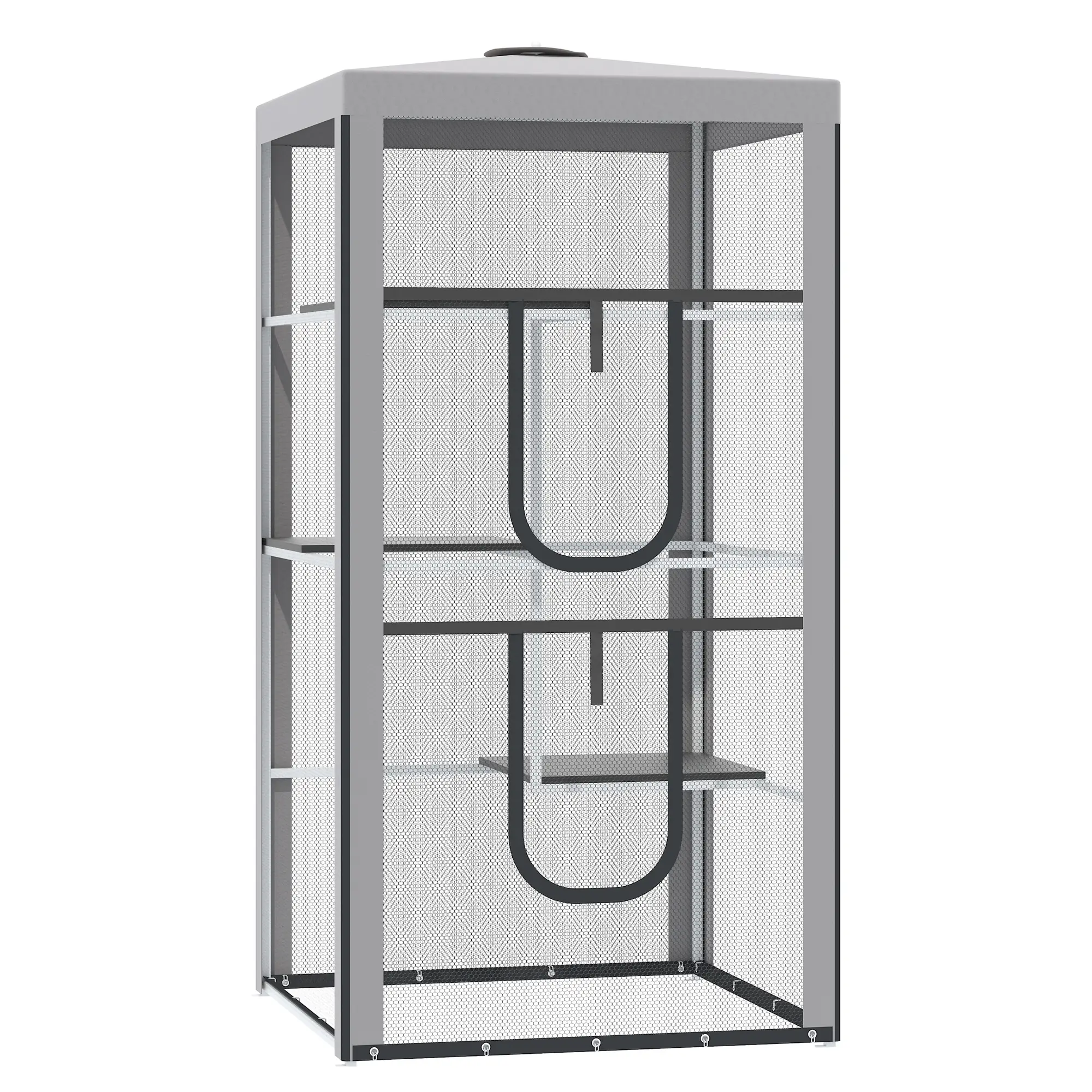 79" Cat Cage, Large Outdoor Kitten House, Indoor Pet Kennel, Grey