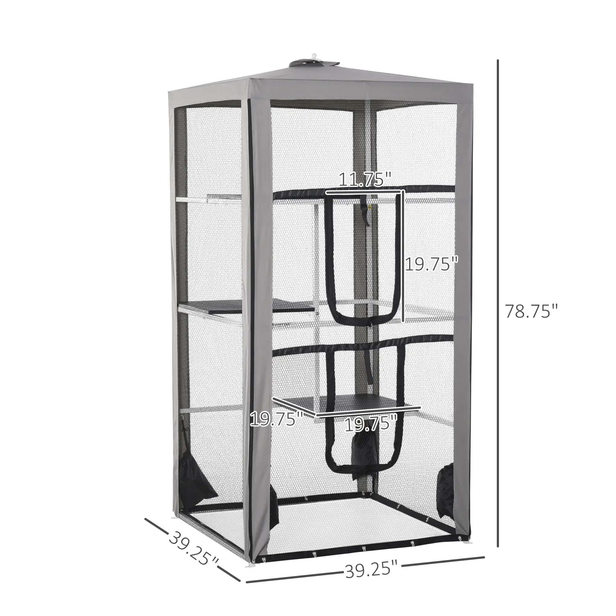79" Cat Cage, Large Outdoor Kitten House, Indoor Pet Kennel, Grey - Image 3