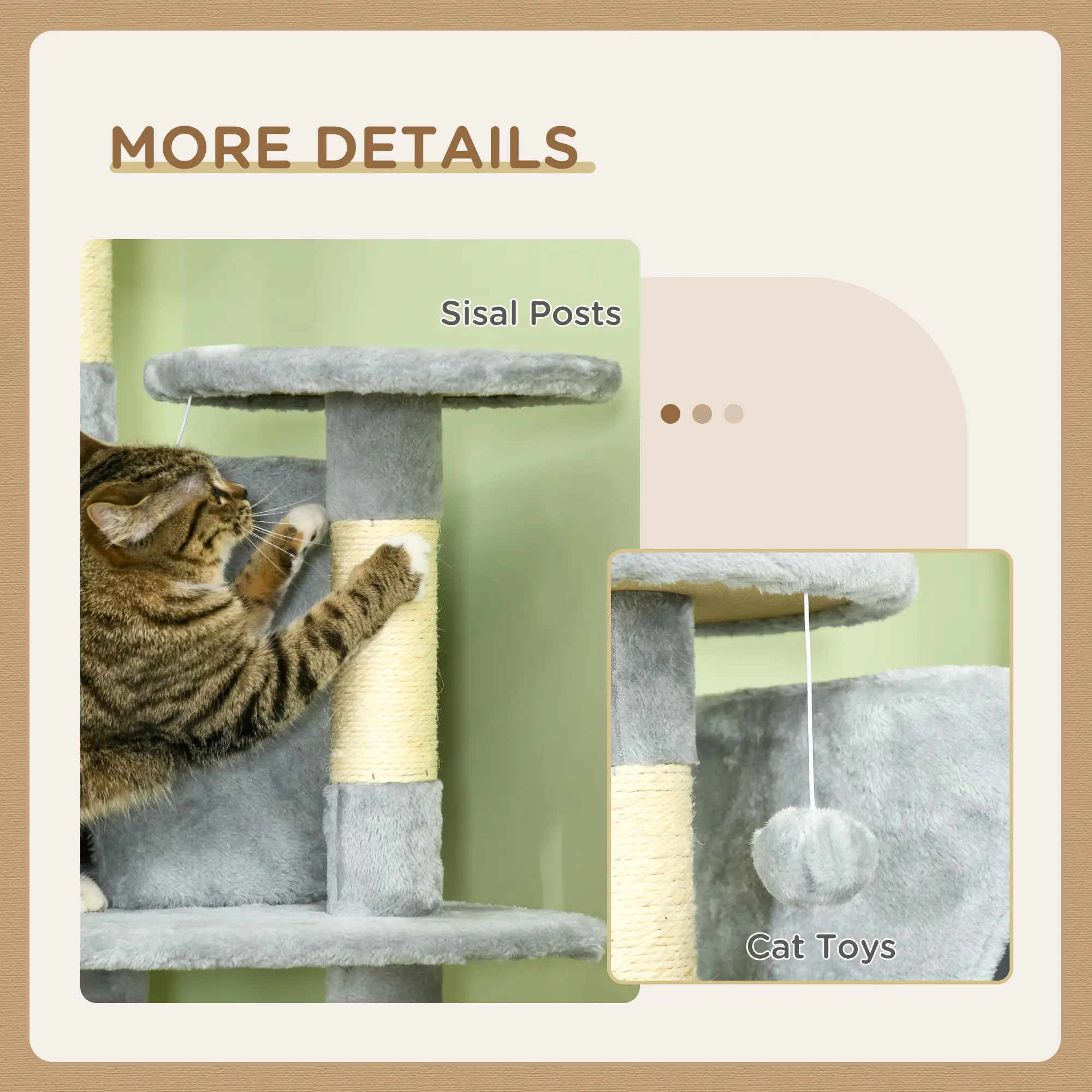 79 Cat Tree, Multi-Level with Two Condos, Scratching Posts, Hammocks, Dark Gray - Image 5