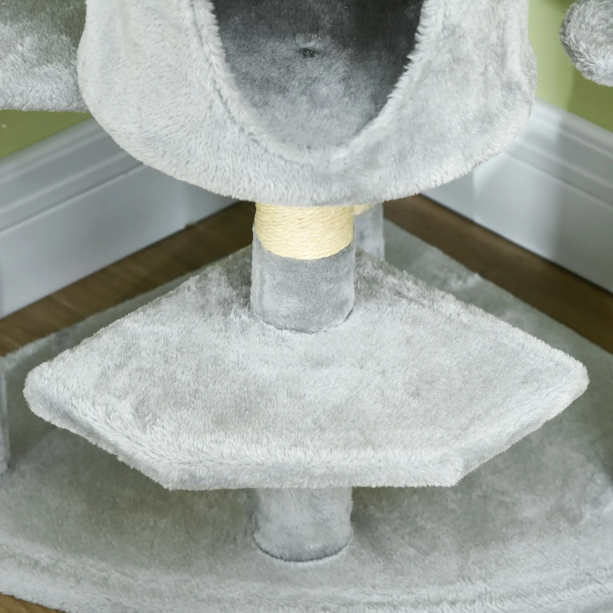 79 Cat Tree, Multi-Level with Two Condos, Scratching Posts, Hammocks, Dark Gray - Image 9