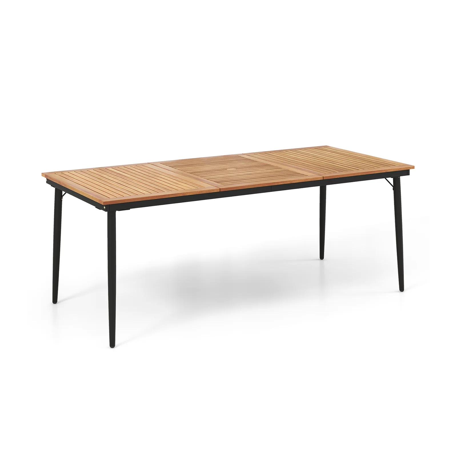 79 Inch Acacia Wood Outdoor Dining Table For 8, 1.9 Inch Umbrella Hole - Image 4