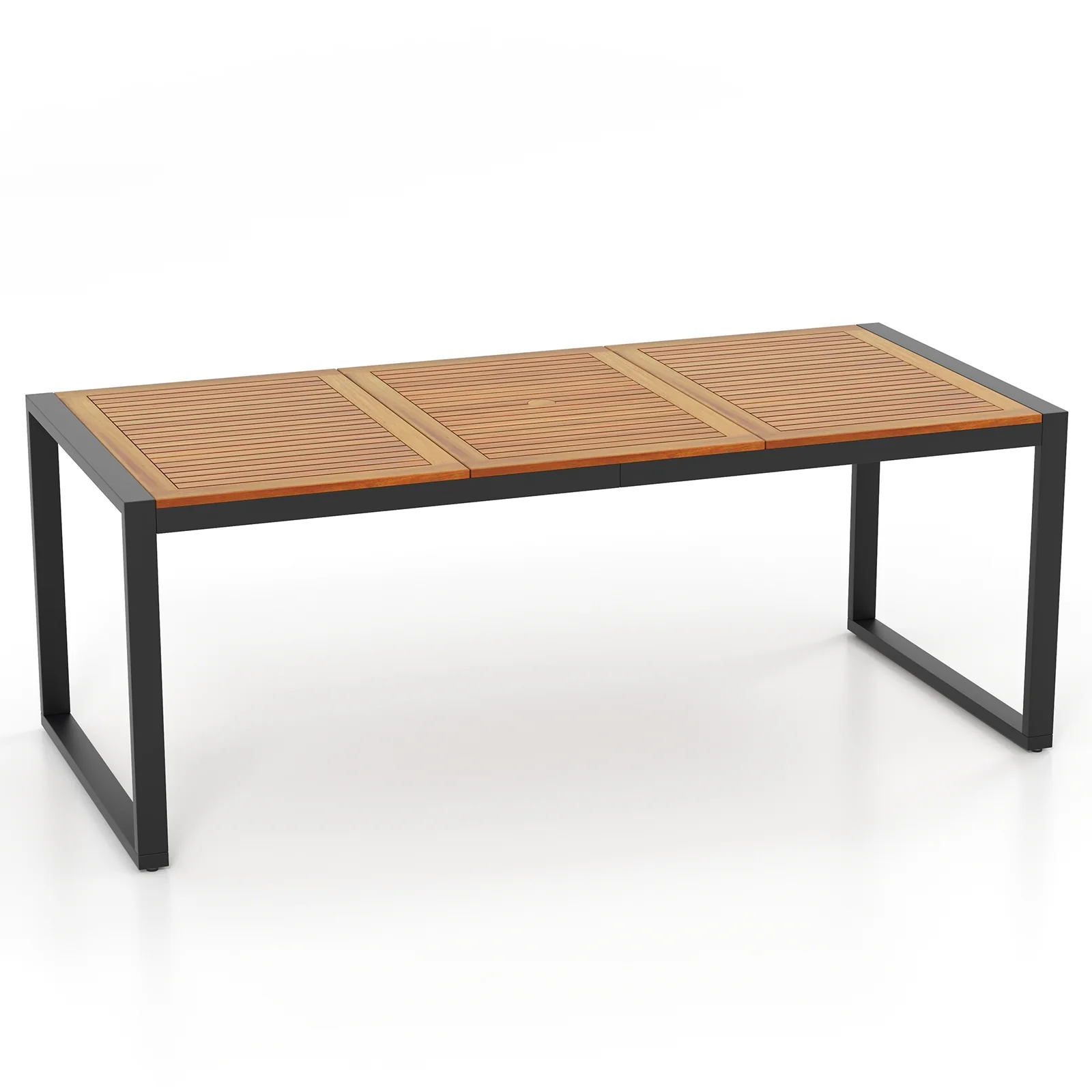 79 Inch Acacia Wood Patio Table, 1.9 Inch Umbrella Hole, Garden Poolside - Image 4