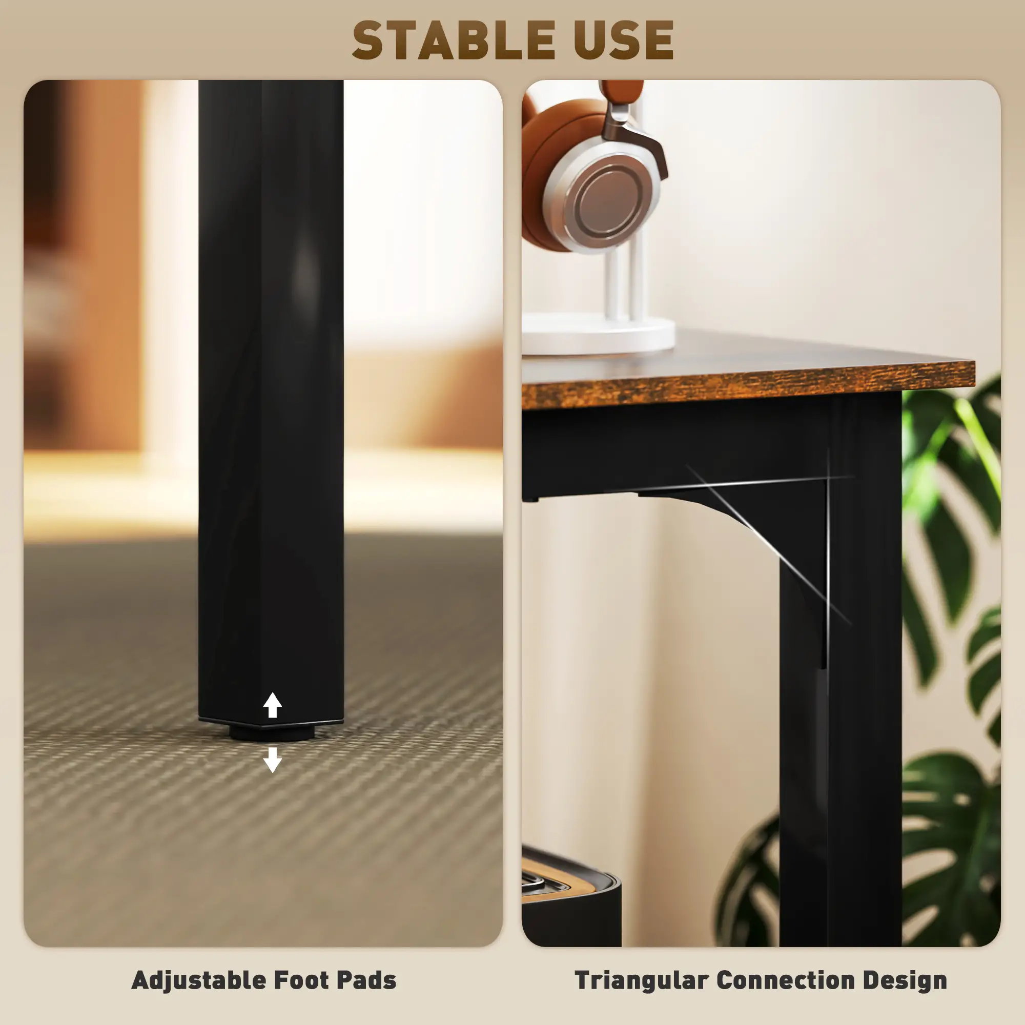 79 Inch Computer Desk, Metal Legs, Rustic Brown - Image 5