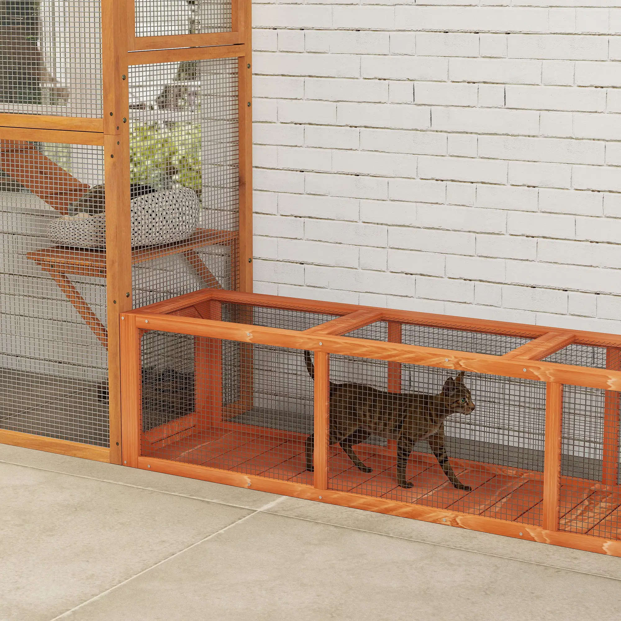 79" L-Shape Cat Tunnel, Extendable Enclosure, Indoor Outdoor, Orange - Image 10