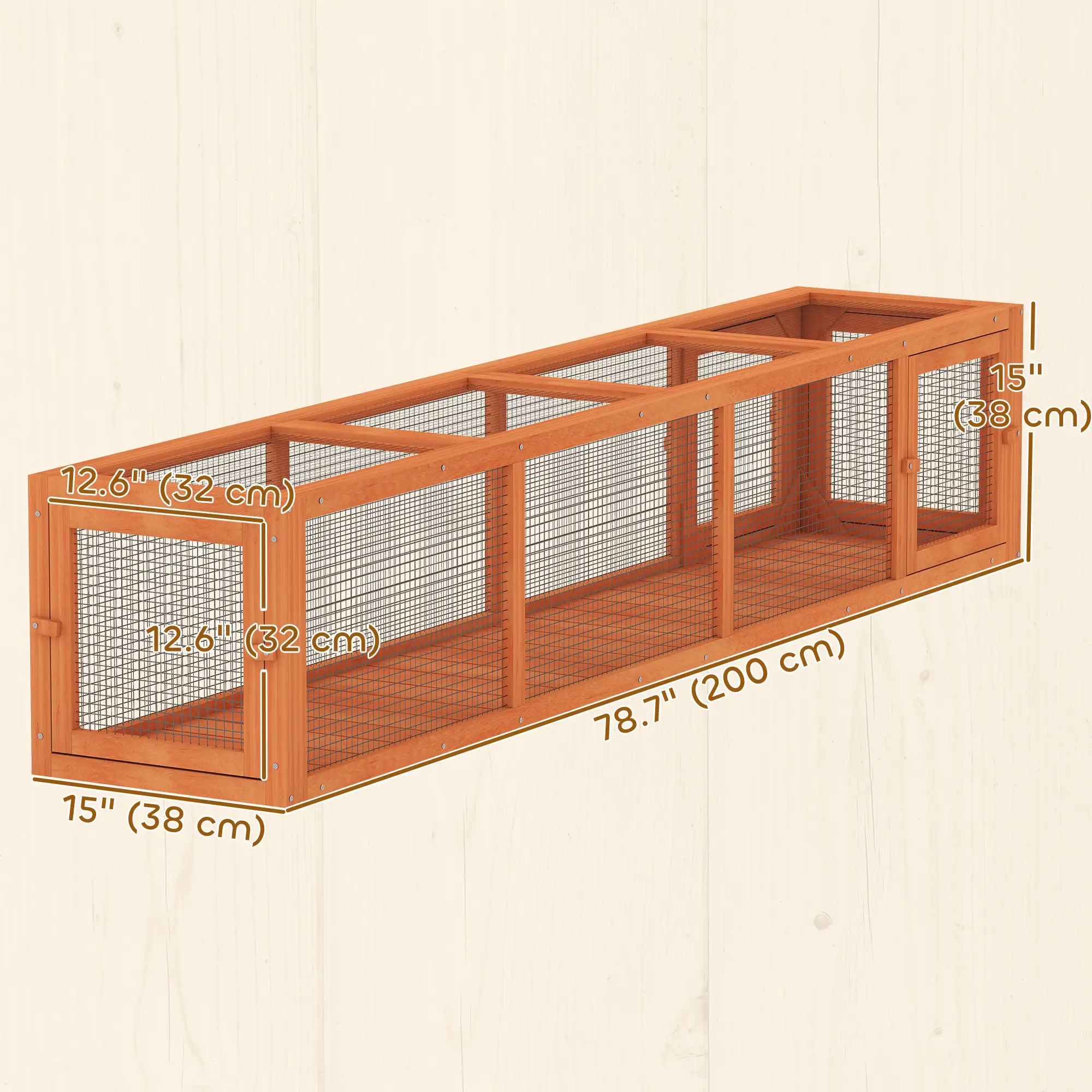 79" L-Shape Cat Tunnel, Extendable Enclosure, Indoor Outdoor, Orange - Image 3