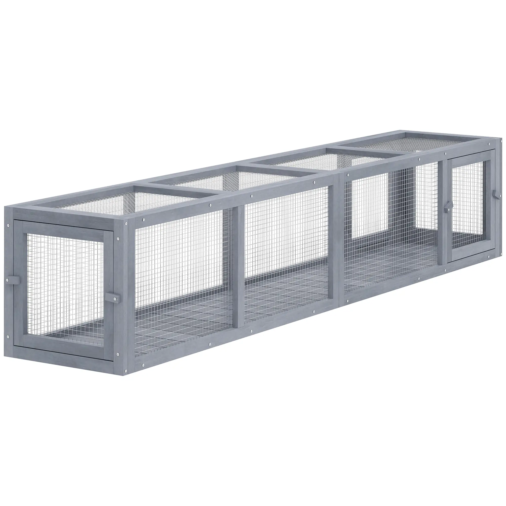 79" Long Cat Tunnel, L-Shape, Extendable, Removable Door, Dark Grey
