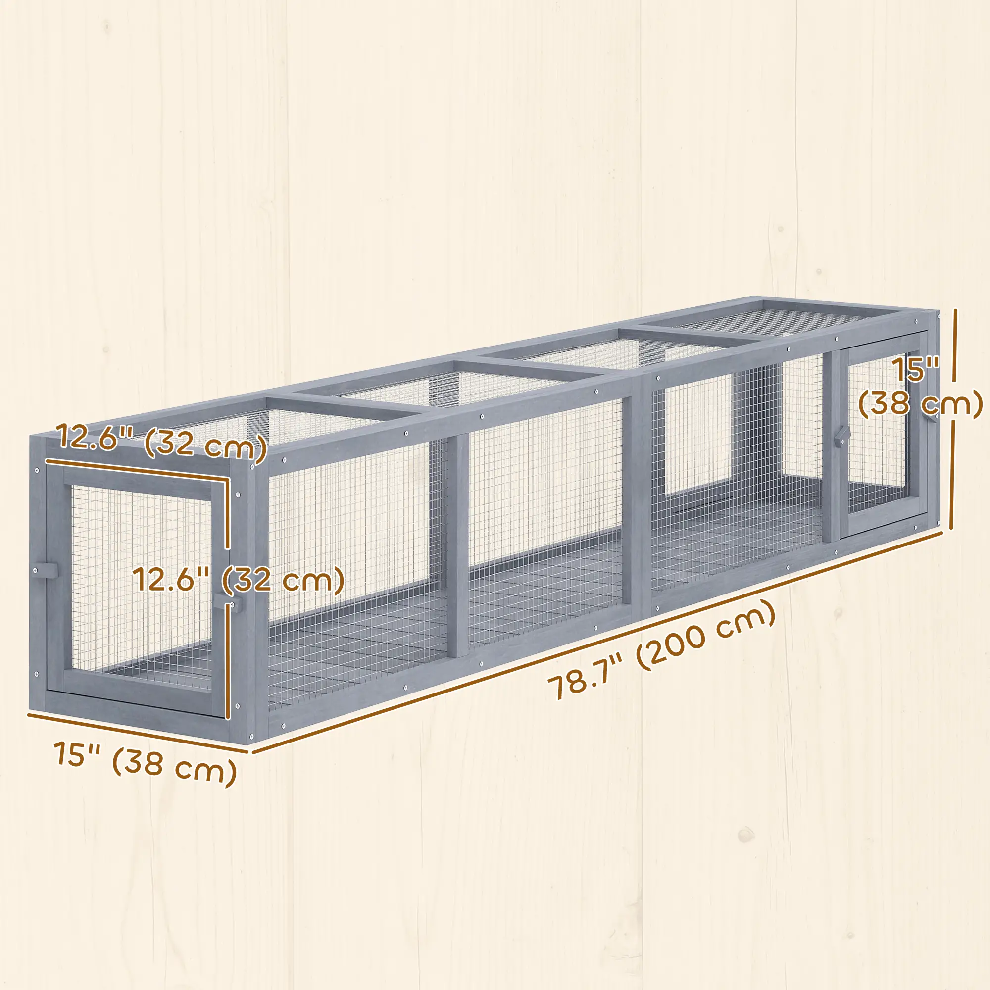 79" Long Cat Tunnel, L-Shape, Extendable, Removable Door, Dark Grey - Image 3