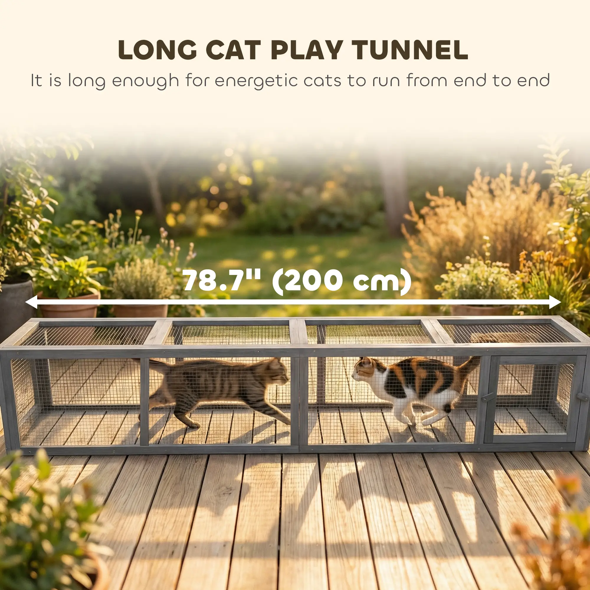 79" Long Cat Tunnel, L-Shape, Extendable, Removable Door, Dark Grey - Image 7