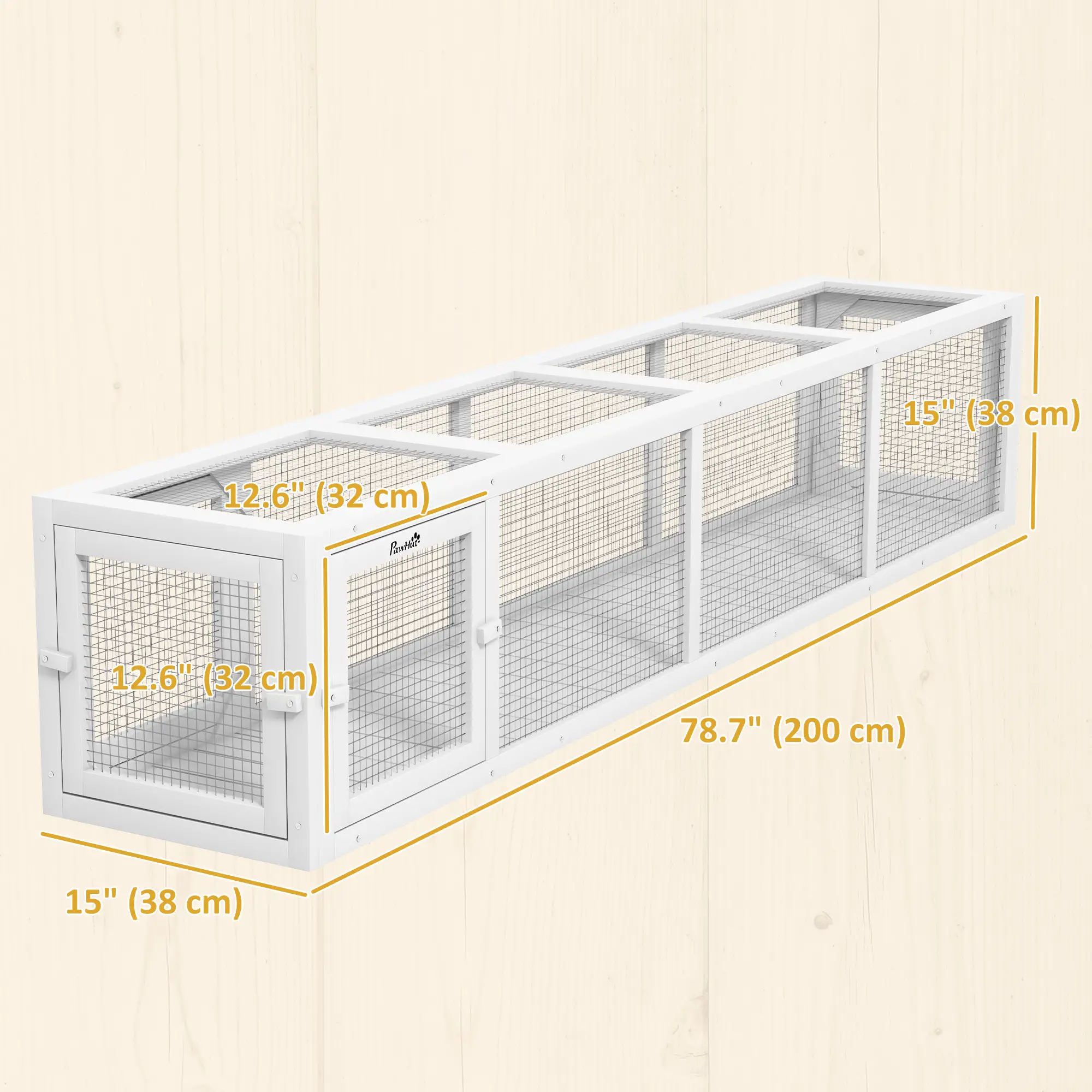 79" Long Cat Tunnel, L-Shape Extendable Design, Indoor Outdoor Enclosure, White - Image 3